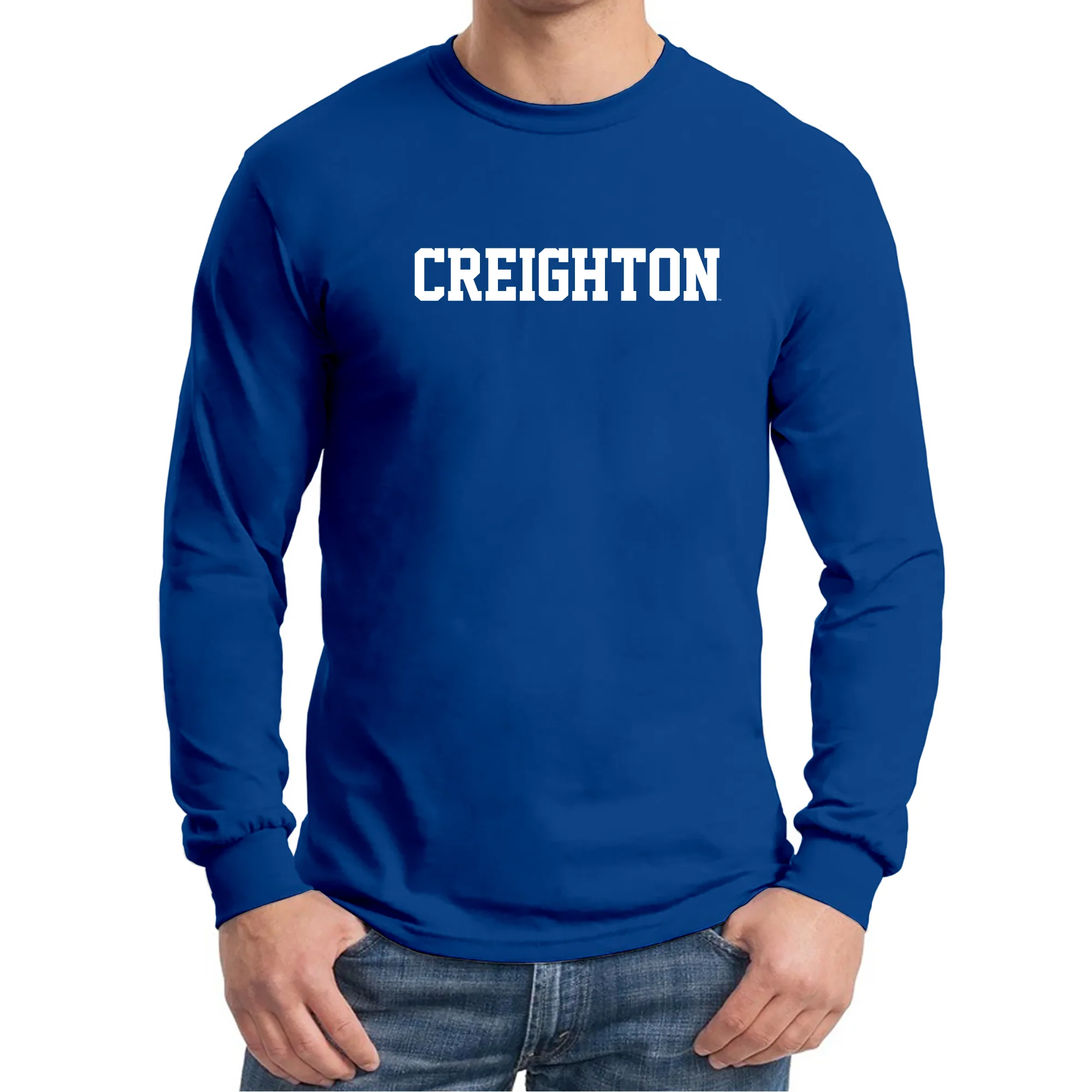Creighton University Bluejays Basic Block Long Sleeve T Shirt - Royal - Image 3