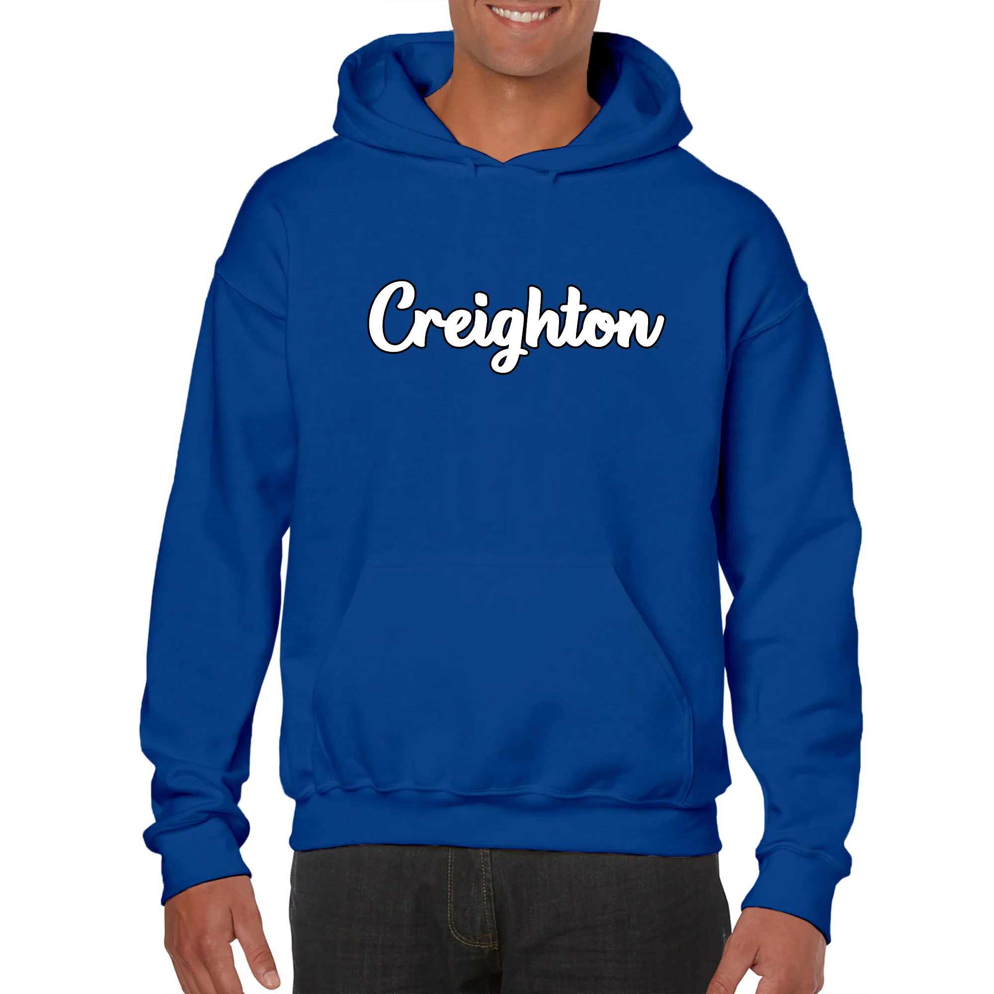 Creighton University Bluejays Basic Script Heavy Blend Hoodie - Royal - Image 3