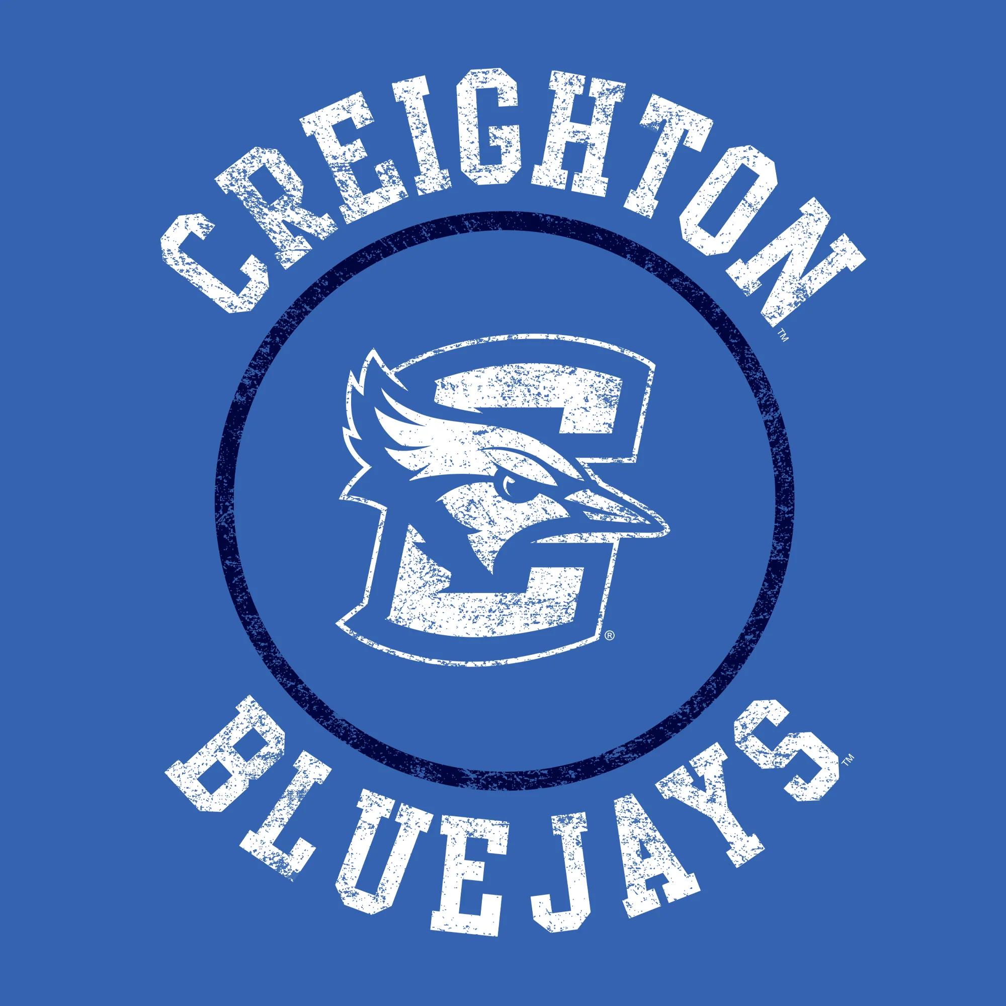 Creighton University Bluejays Distressed Circle Logo Youth Short Sleeve T Shirt - Royal - Image 2