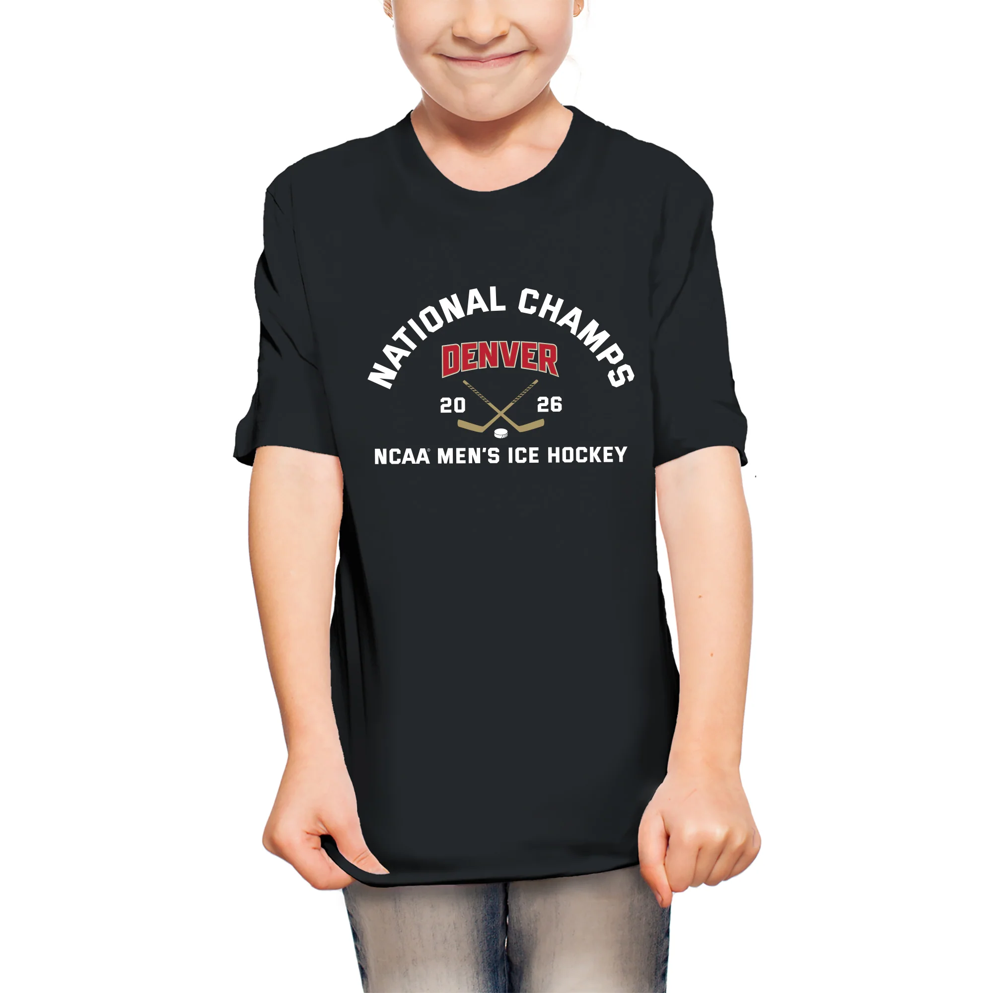 Denver 2026 Hockey National Champions Blocked Shot Youth T-Shirt - Image 5