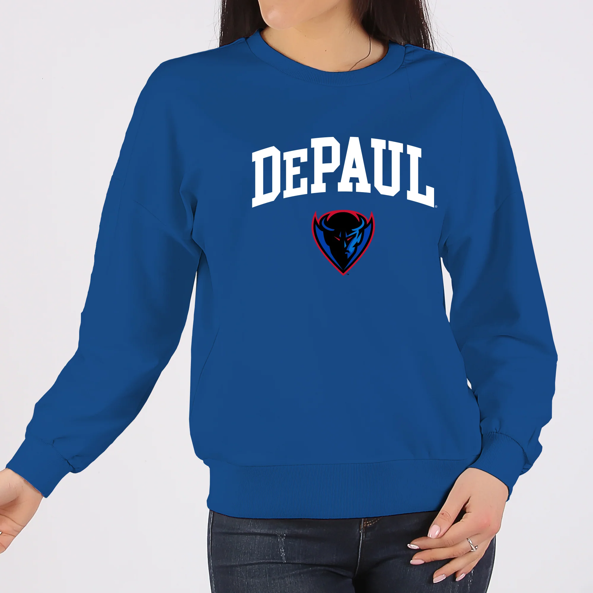 DePaul Arch Logo Crewneck - Royal - Image 4