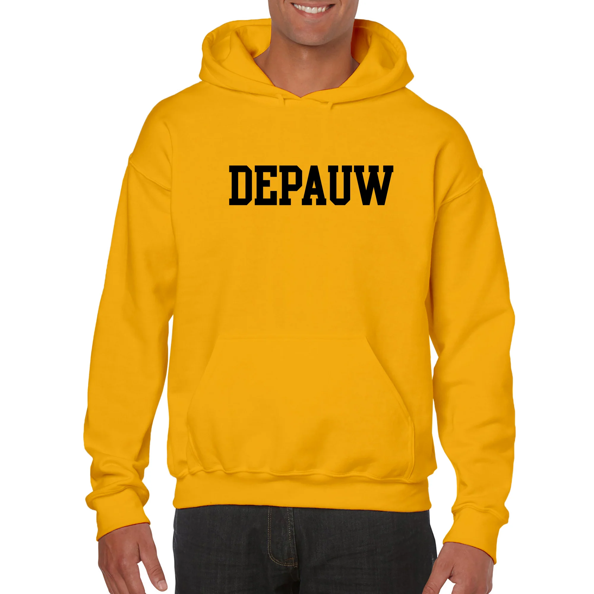 DePauw University Tigers Basic Block Heavy Blend Hoodie - Gold - Image 3