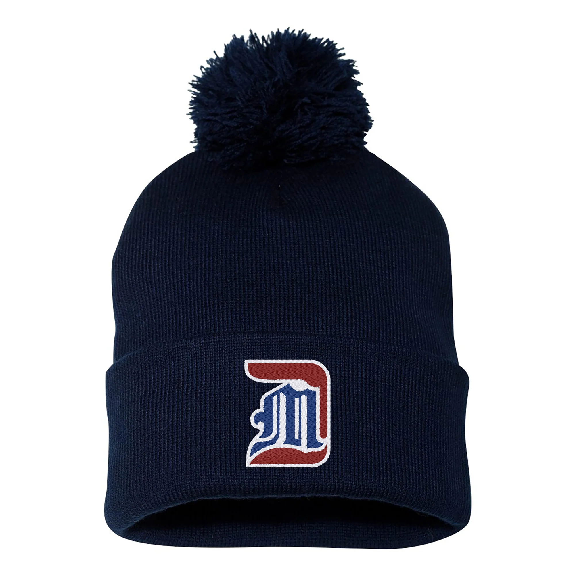 Detroit Mercy Primary Logo EMB Pom Pom Beanie