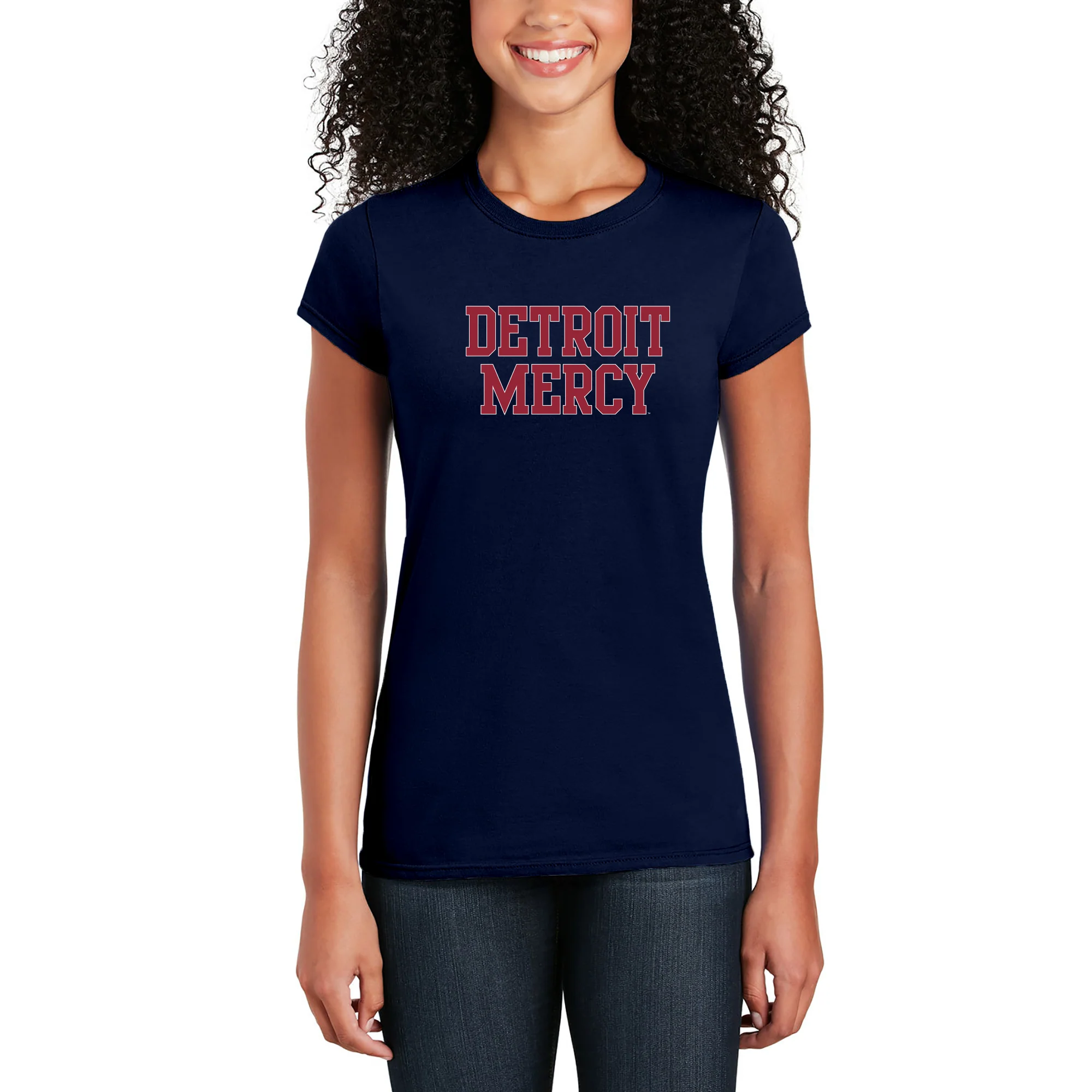 Detroit Mercy Titans Basic Block Womens T-Shirt - Navy - Image 4