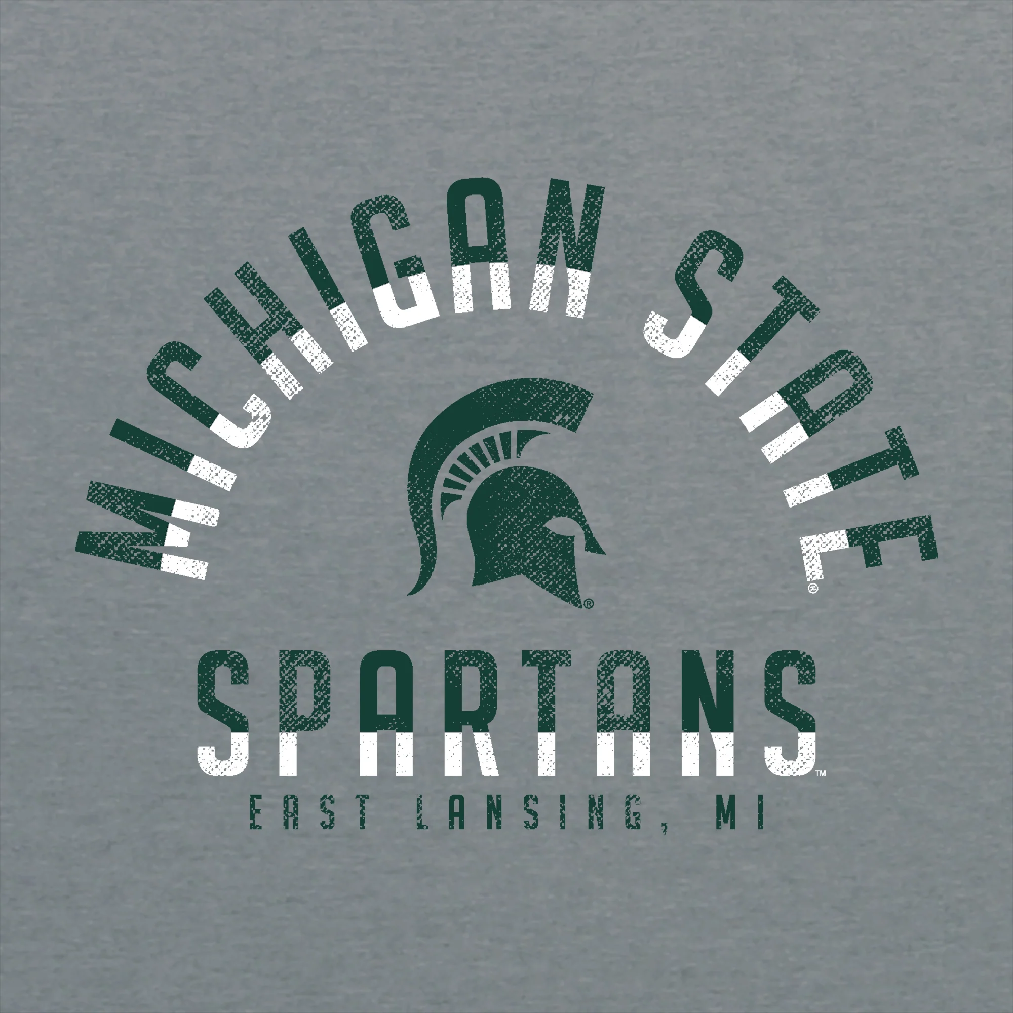 Michigan State University Spartans Division Arch Canvas Triblend Short Sleeve T Shirt - Athletic Grey - Image 2