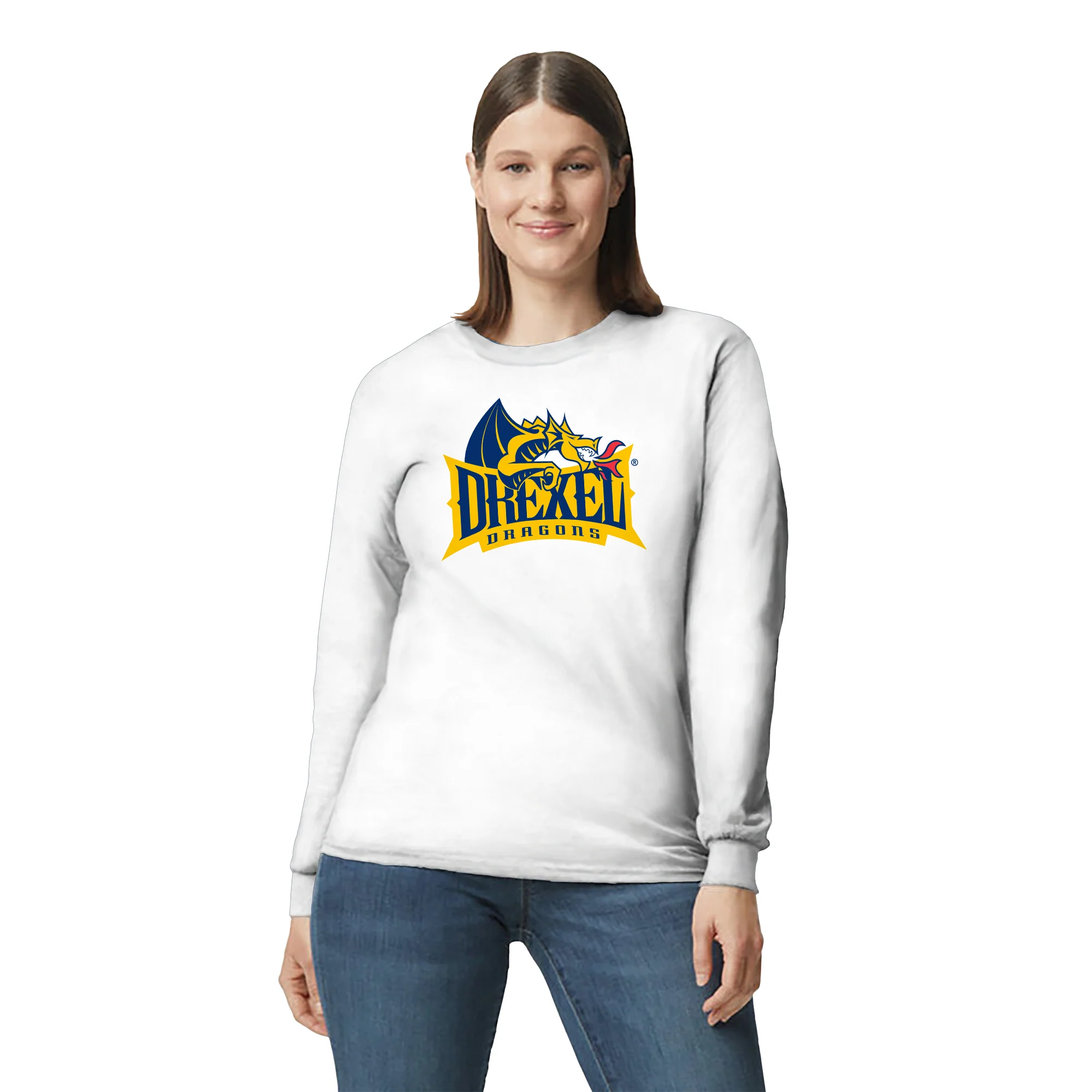 Drexel University Dragons Primary Logo Long Sleeve - White - Image 4