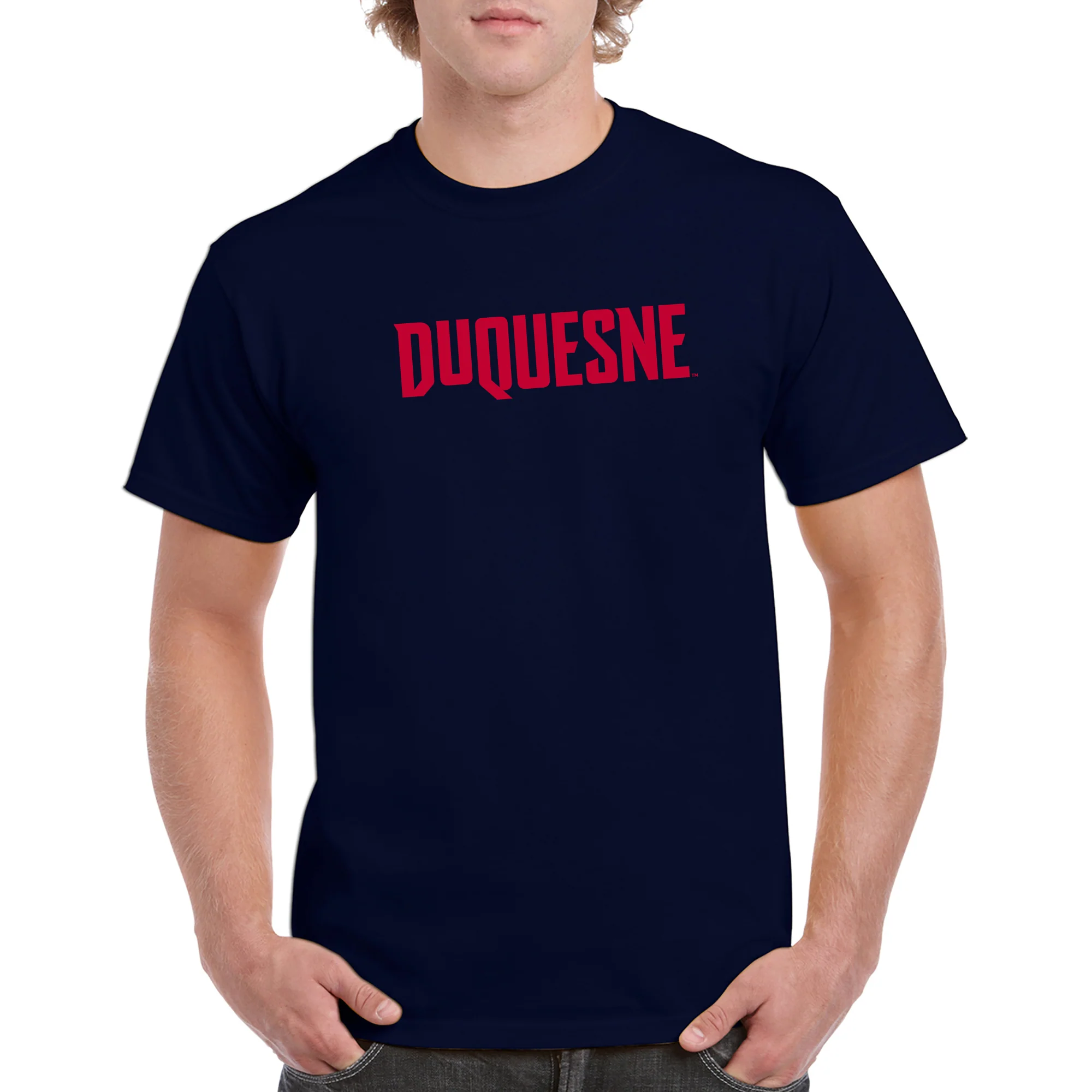Duquesne University Dukes Basic Block Short Sleeve T Shirt - Navy - Image 3