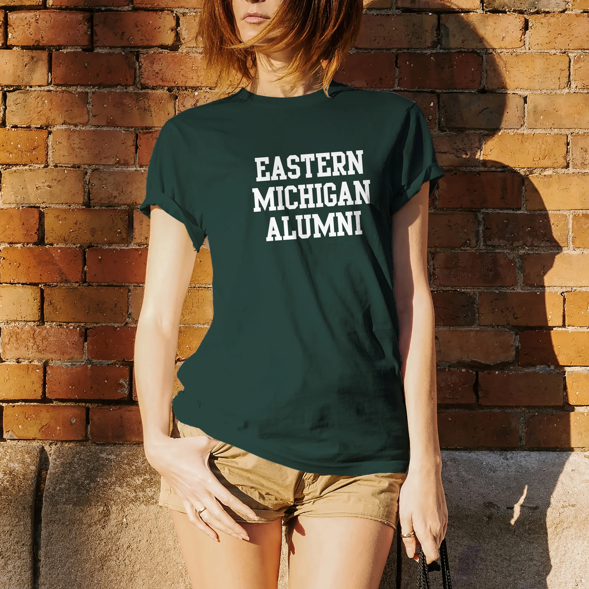Eastern Michigan University Eagles Alumni Block Short Sleeve T Shirt - Forest - Image 4