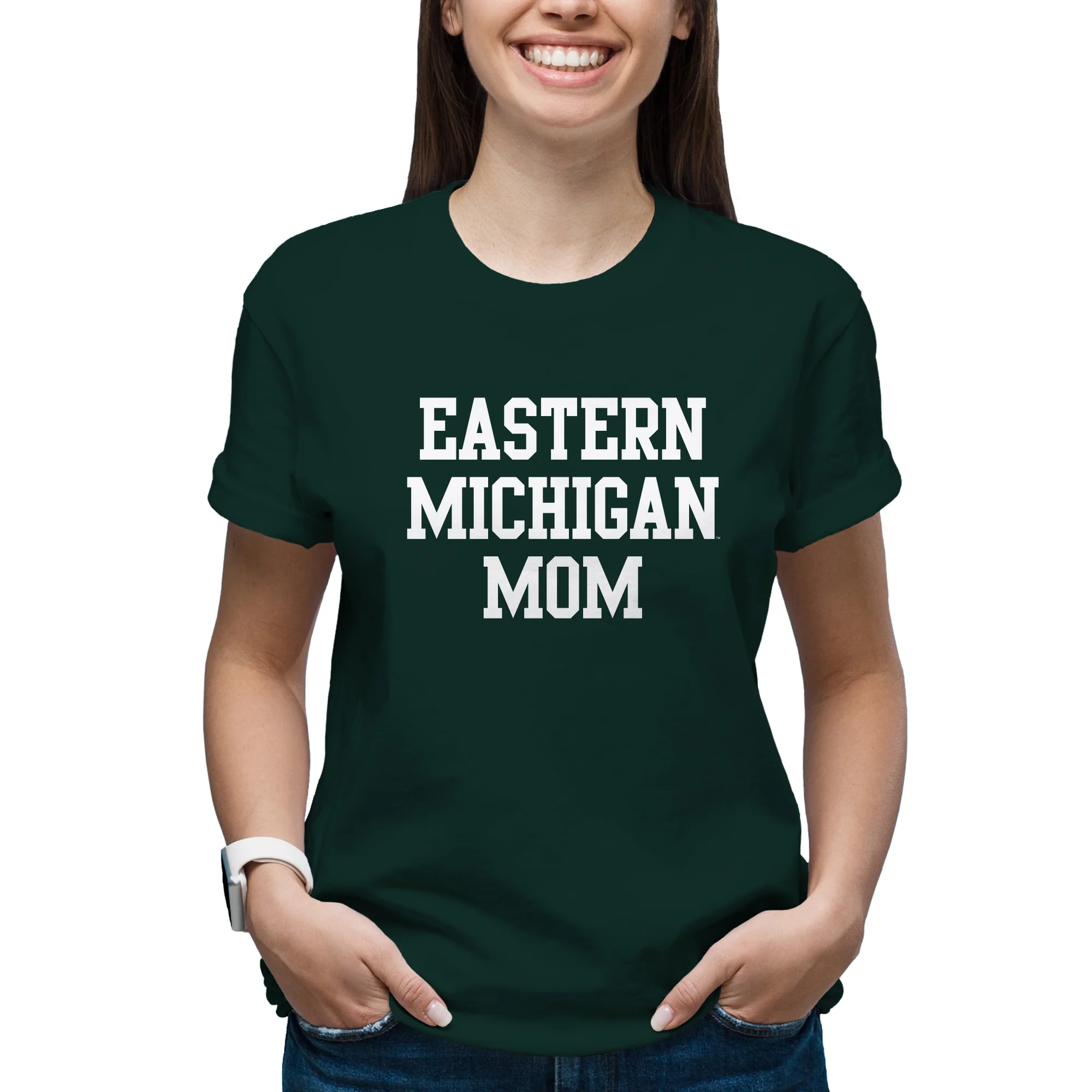 Eastern Michigan Basic Block Mom T-Shirt - Forest - Image 3