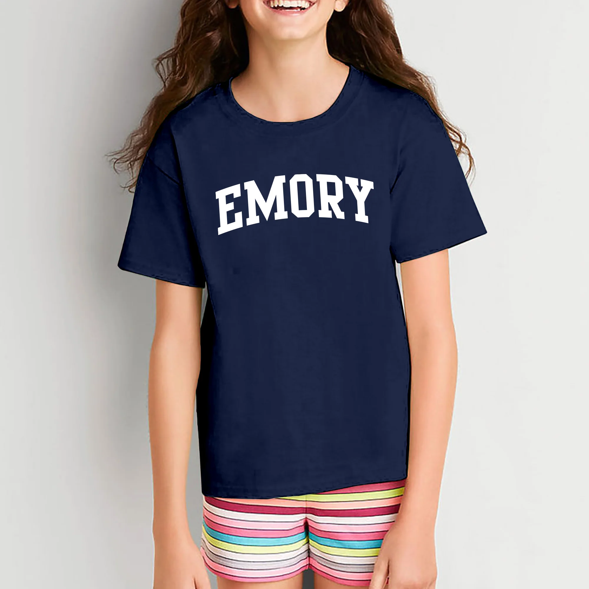 Emory University Eagles Arch Logo Youth Short Sleeve T Shirt - Navy - Image 4