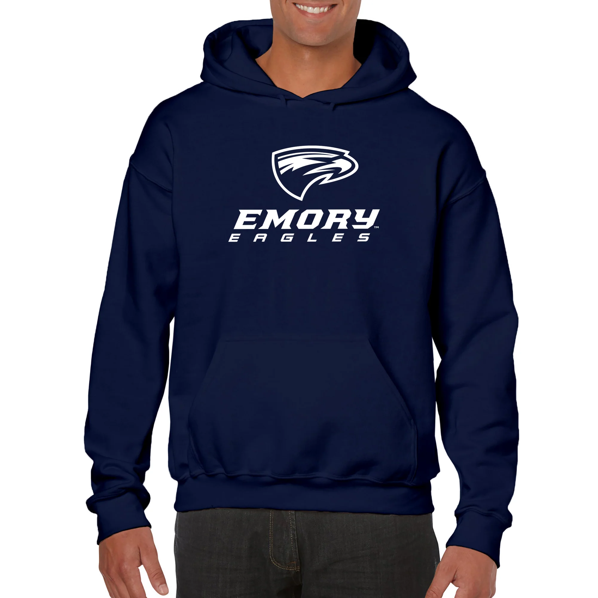 Emory University Eagles Primary Logo Heavy Blend Hoodie - Navy - Image 3