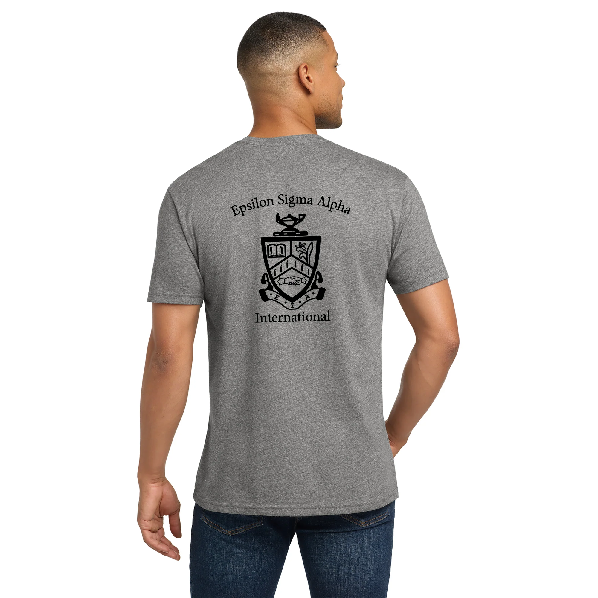 Epsilon Sigma Alpha Greek LC & Back Print Triblend T-Shirt - Premium Heather - Image 5