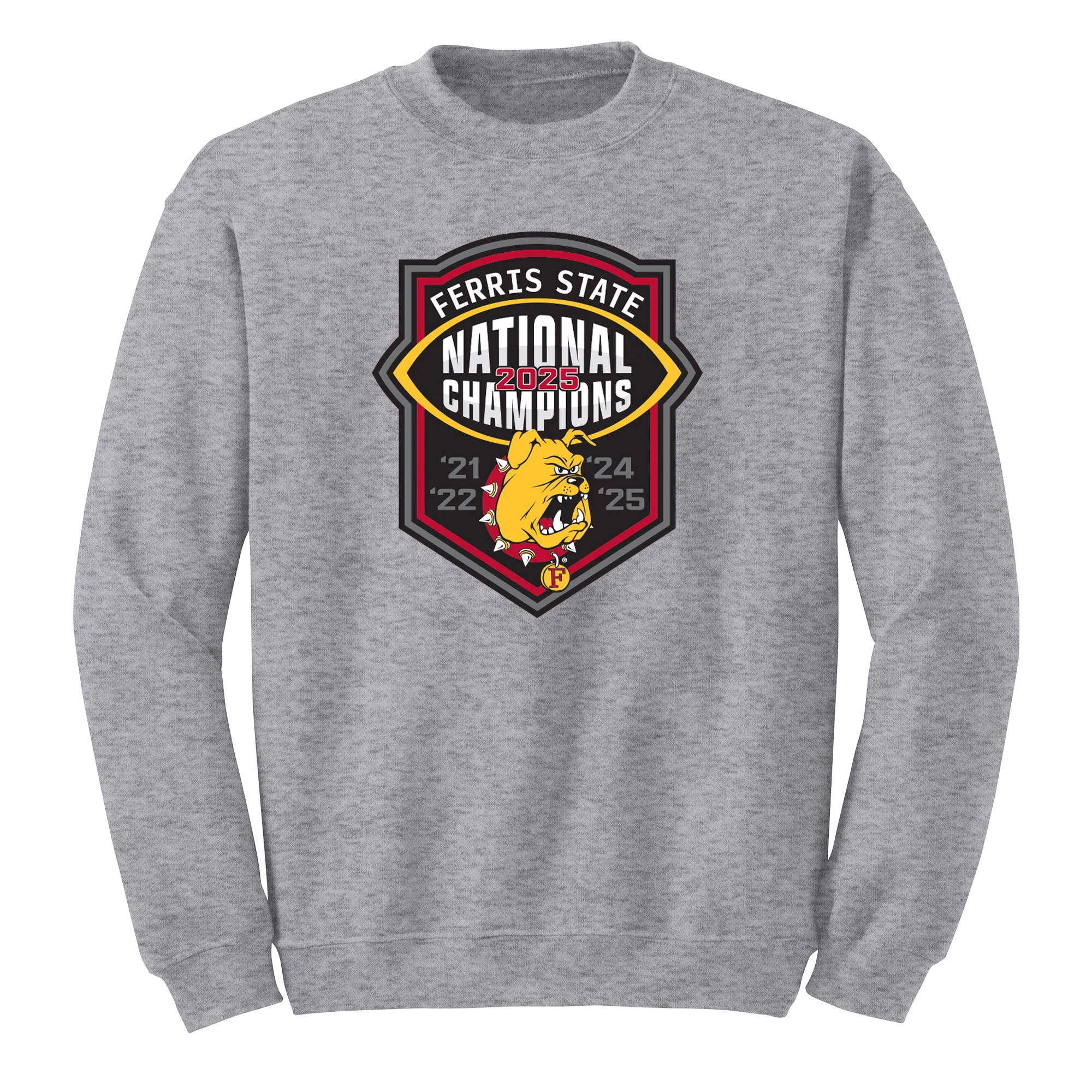 Ferris State 2025 Football National Champions Crewneck Sweatshirt - Sport Grey