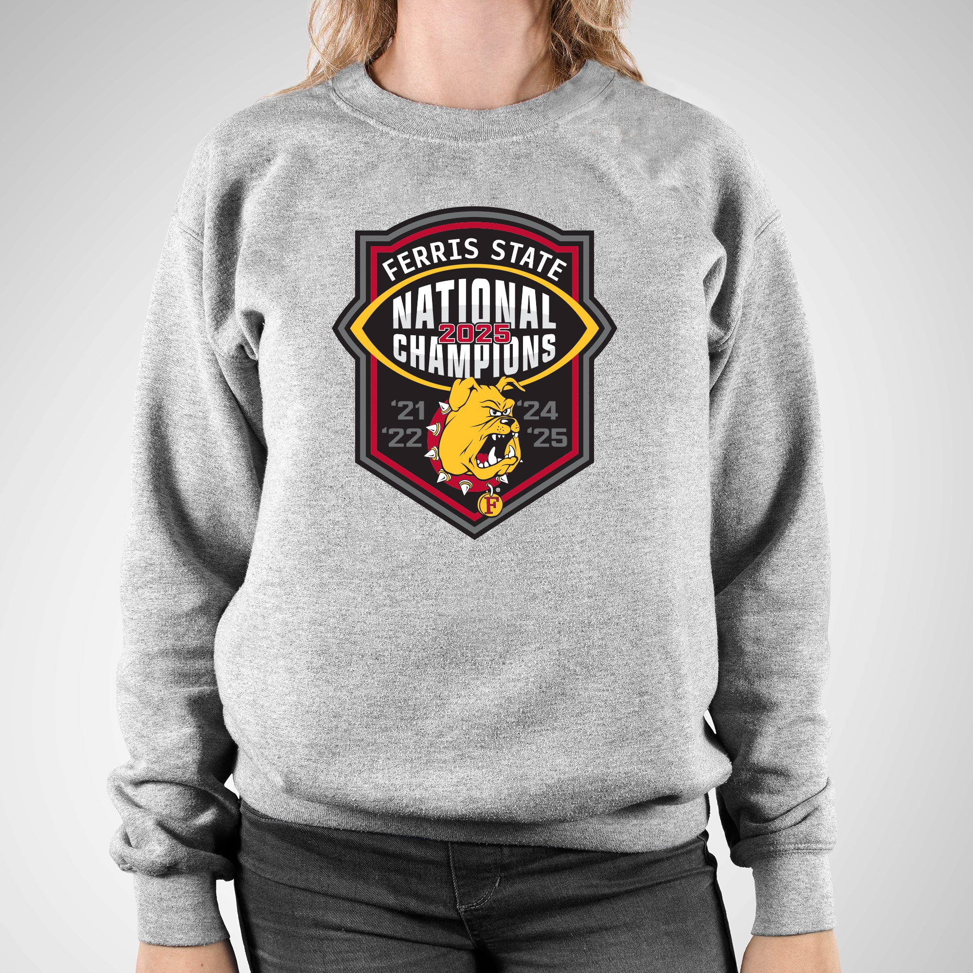 Ferris State 2025 Football National Champions Crewneck Sweatshirt - Sport Grey - Image 4