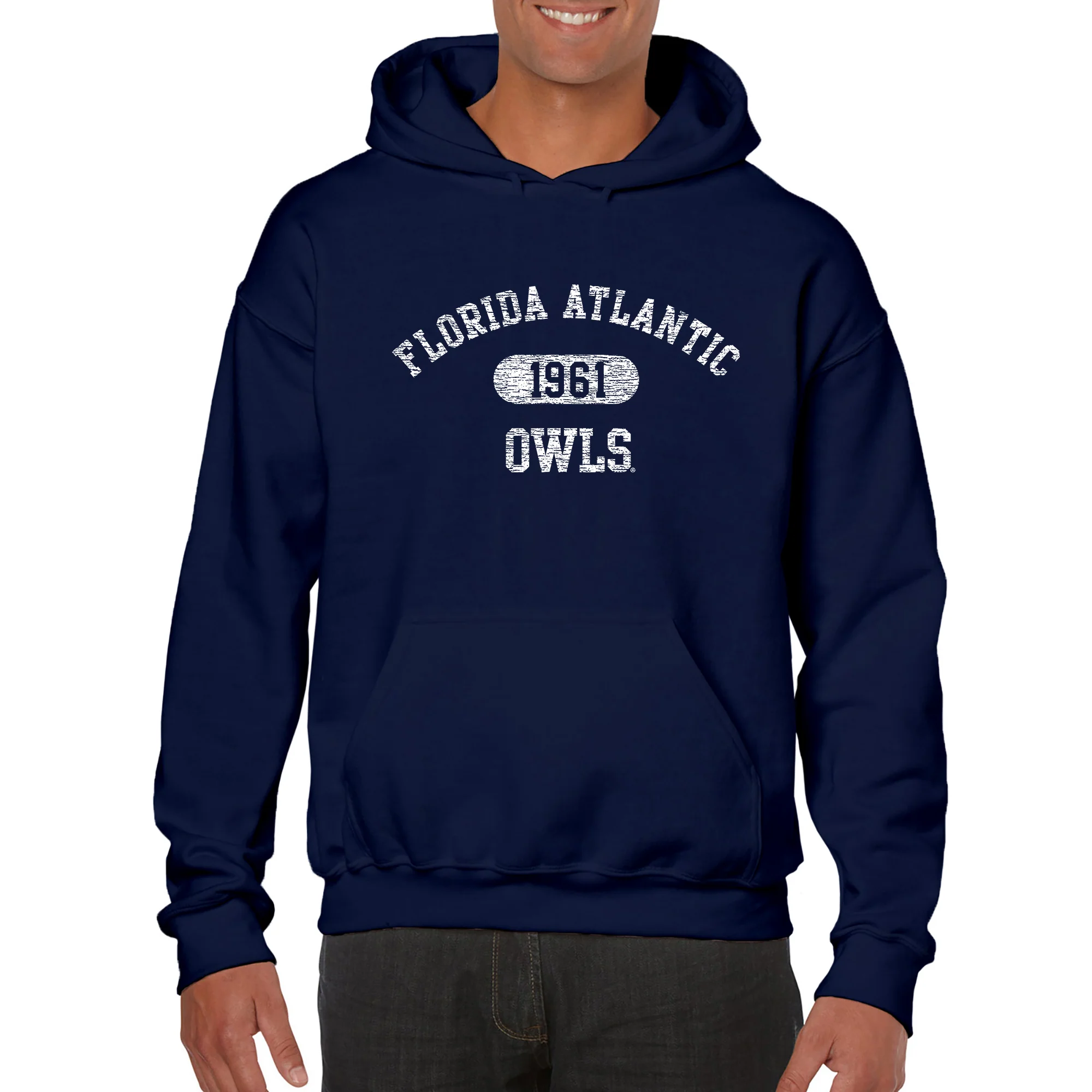 Florida Atlantic University Owls Athletic Arch Heavy Blend Hoodie - Navy - Image 3