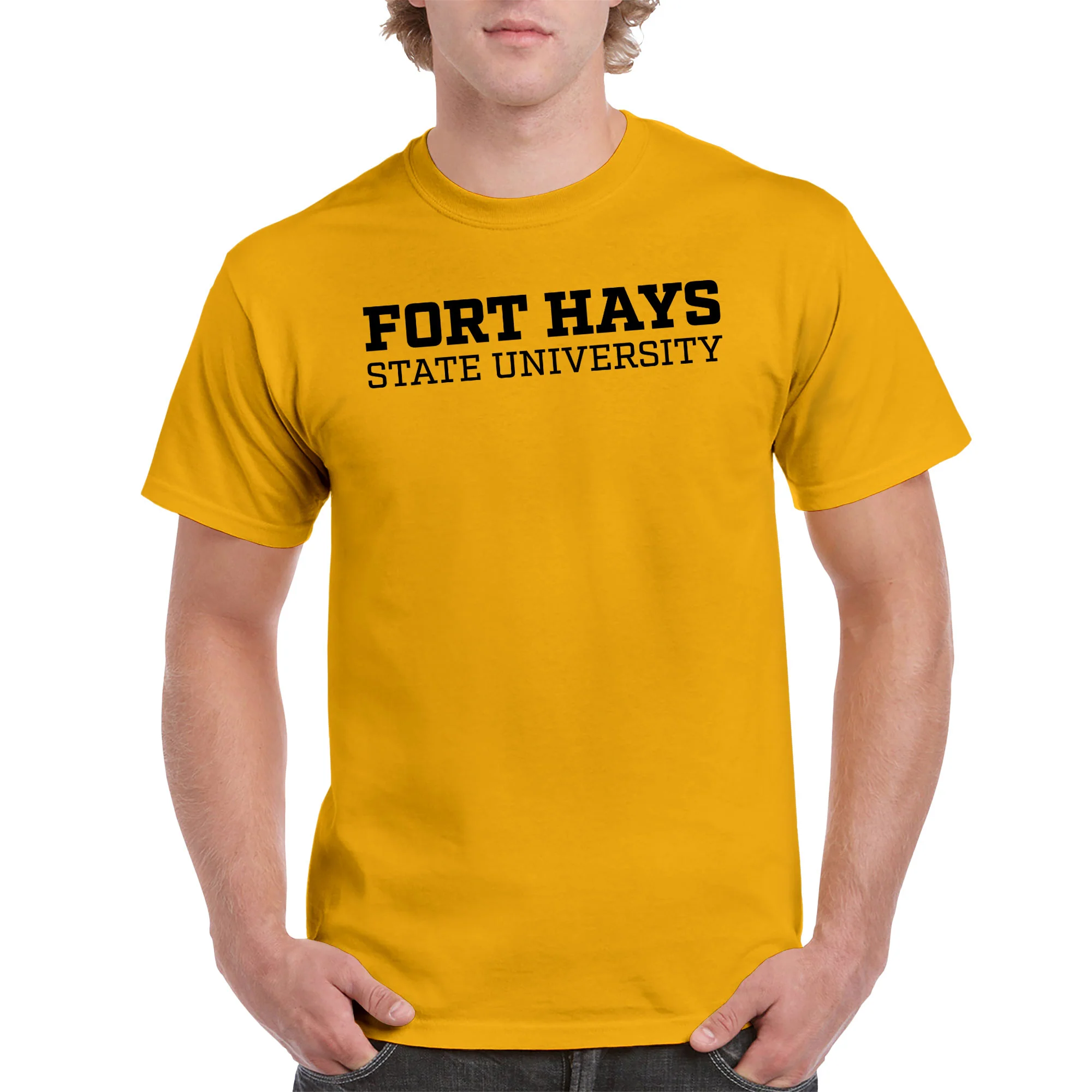 Fort Hays State Basic Block T-Shirt - Gold - Image 3