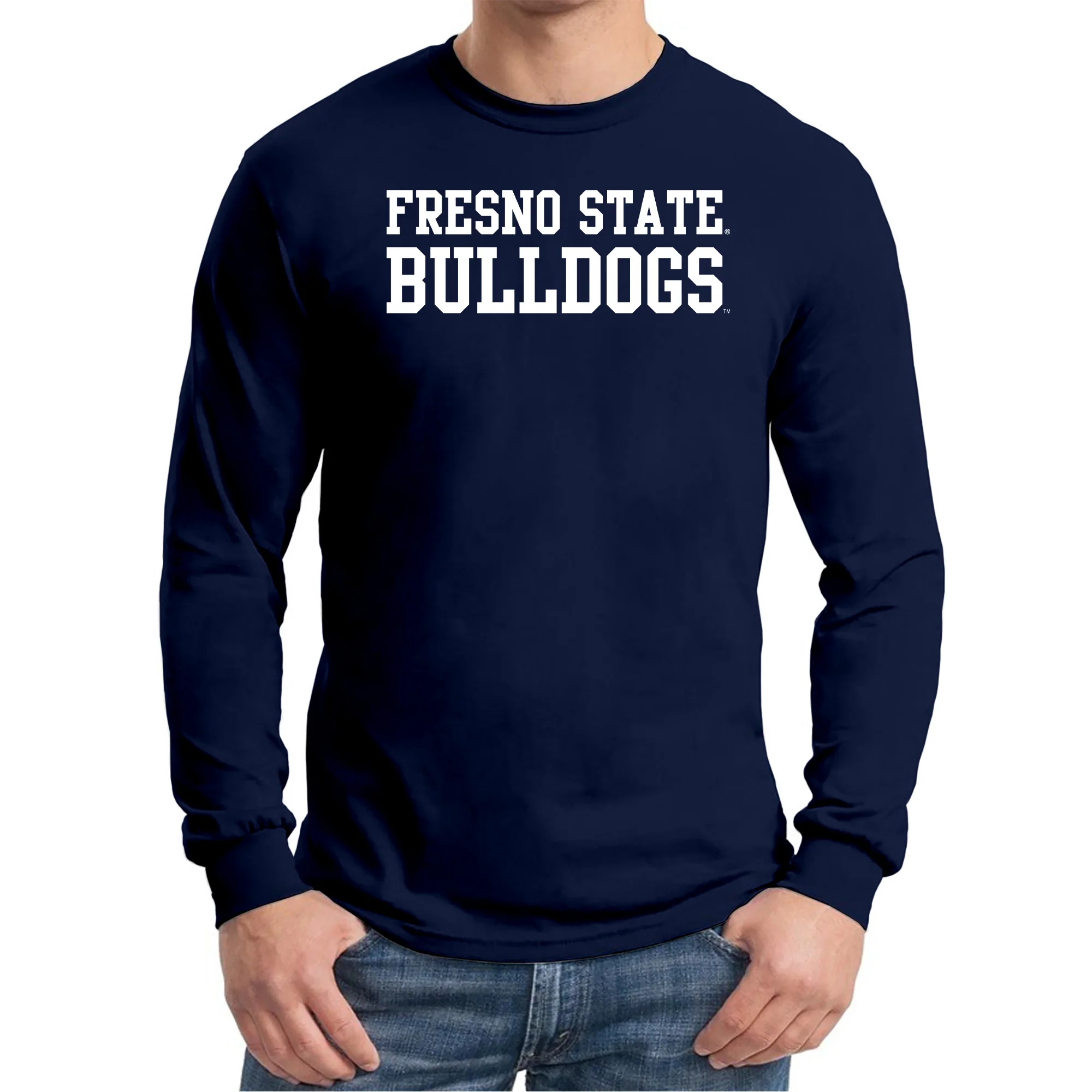 Fresno State Bulldogs Basic Block Long Sleeve T-Shirt - Navy - Image 3
