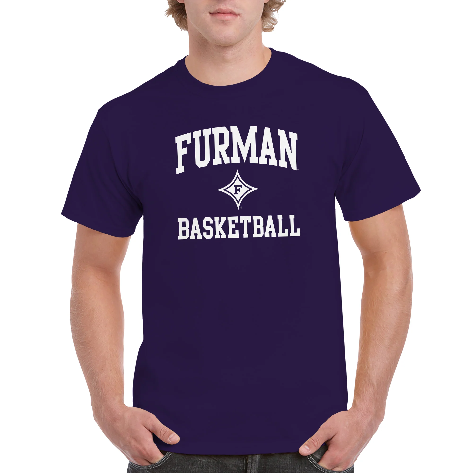 Furman Arch Logo Basketball T-Shirt - Purple - Image 3