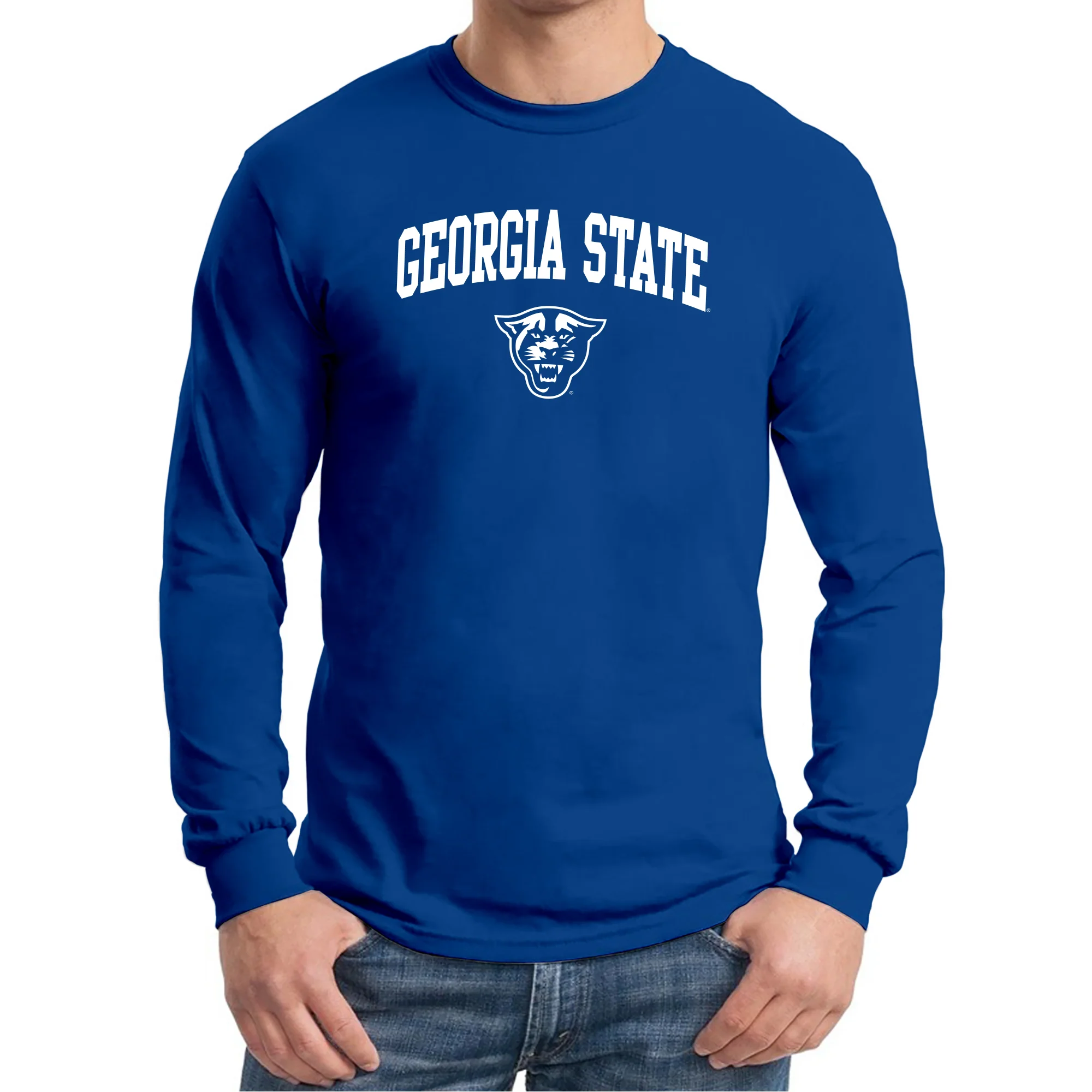 Georgia State University Panthers Arch Logo Long Sleeve T-Shirt - Royal - Image 3