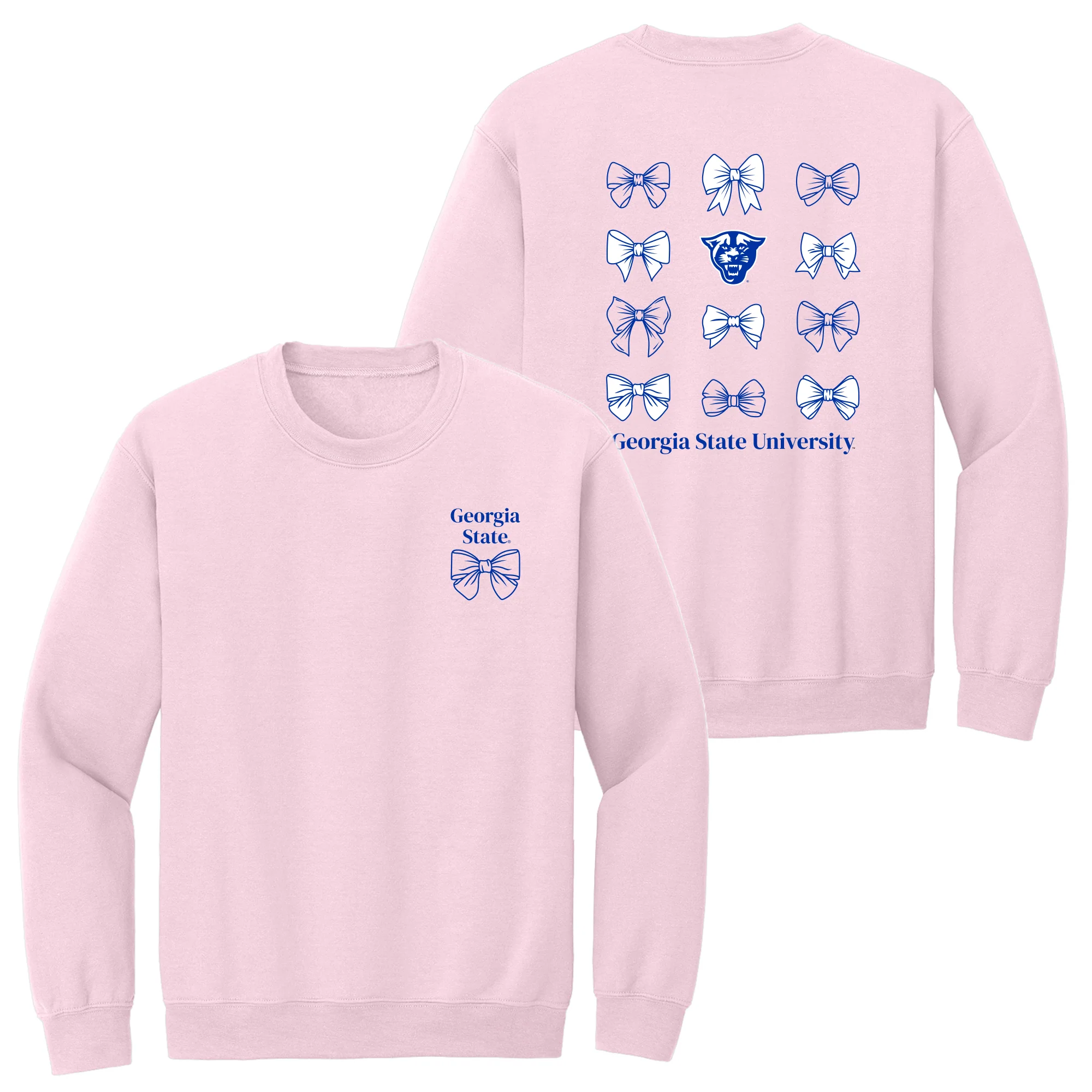 Georgia State Bow Bliss Crewneck - Light Pink