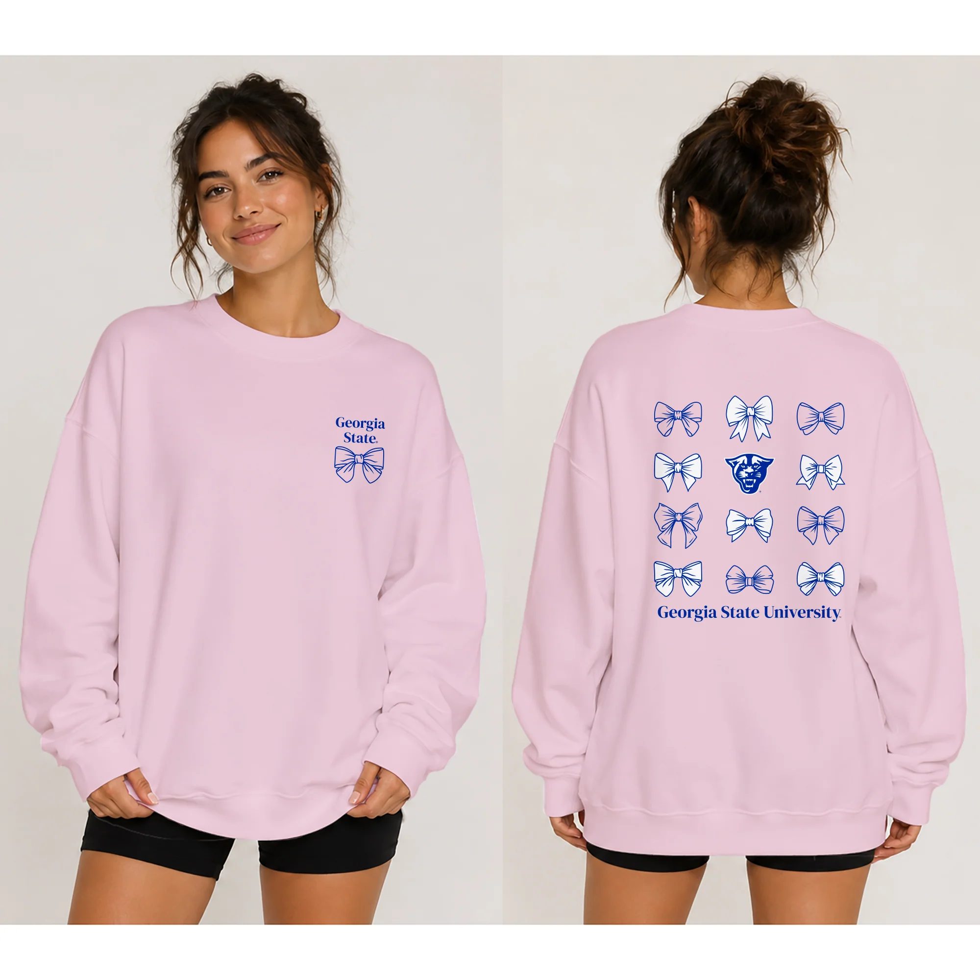 Georgia State Bow Bliss Crewneck - Light Pink - Image 3
