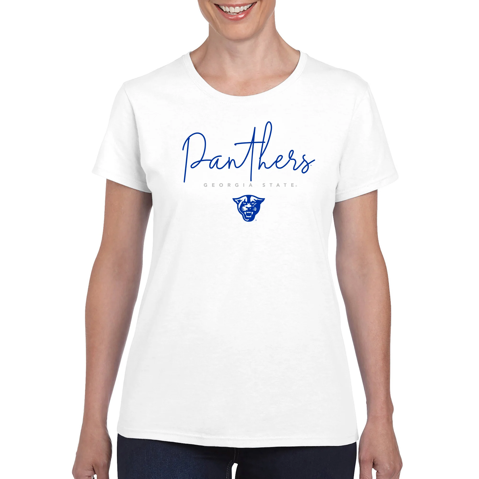 Georgia State Thin Script Women's T-Shirt - White - Image 3