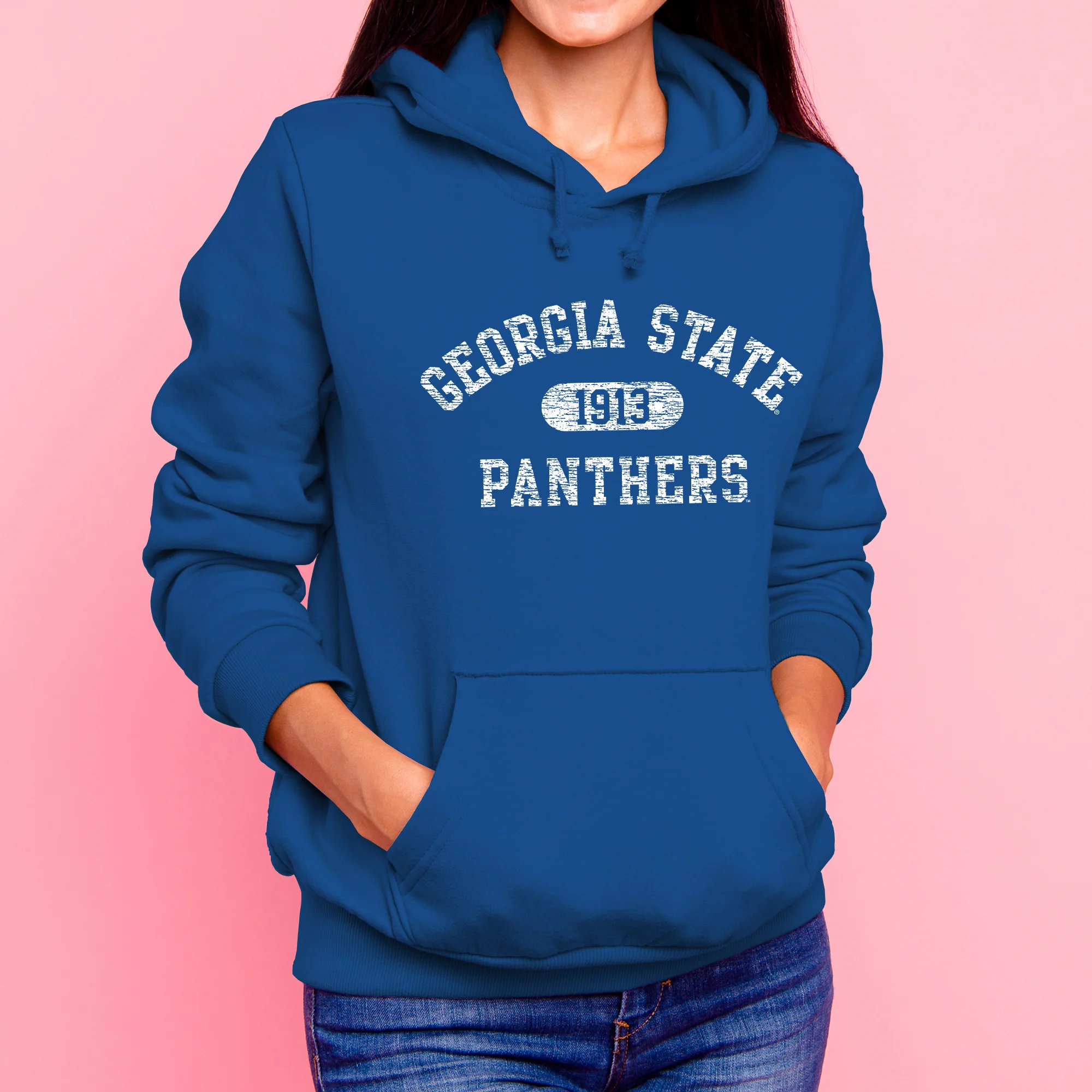 Georgia State University Panthers Athletic Arch Heavy Blend Hoodie - Royal - Image 4