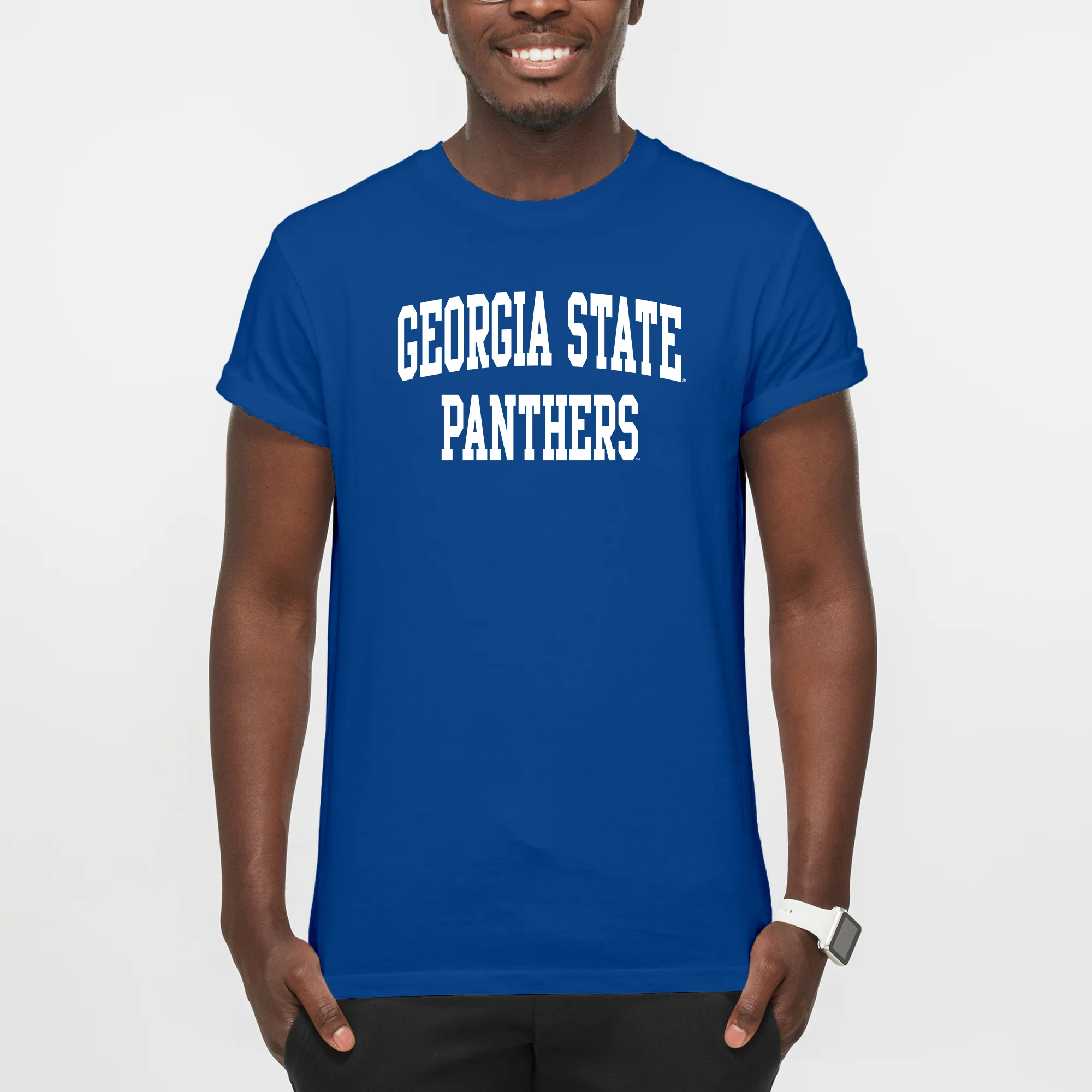 Georgia State University Panthers Front Back Print Short Sleeve T Shirt - Royal - Image 3