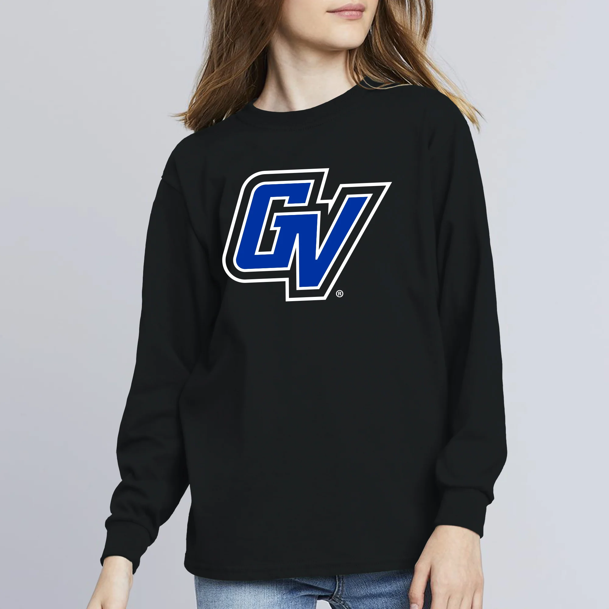 GVSU Primary Logo Youth Long Sleeve - Black - Image 4