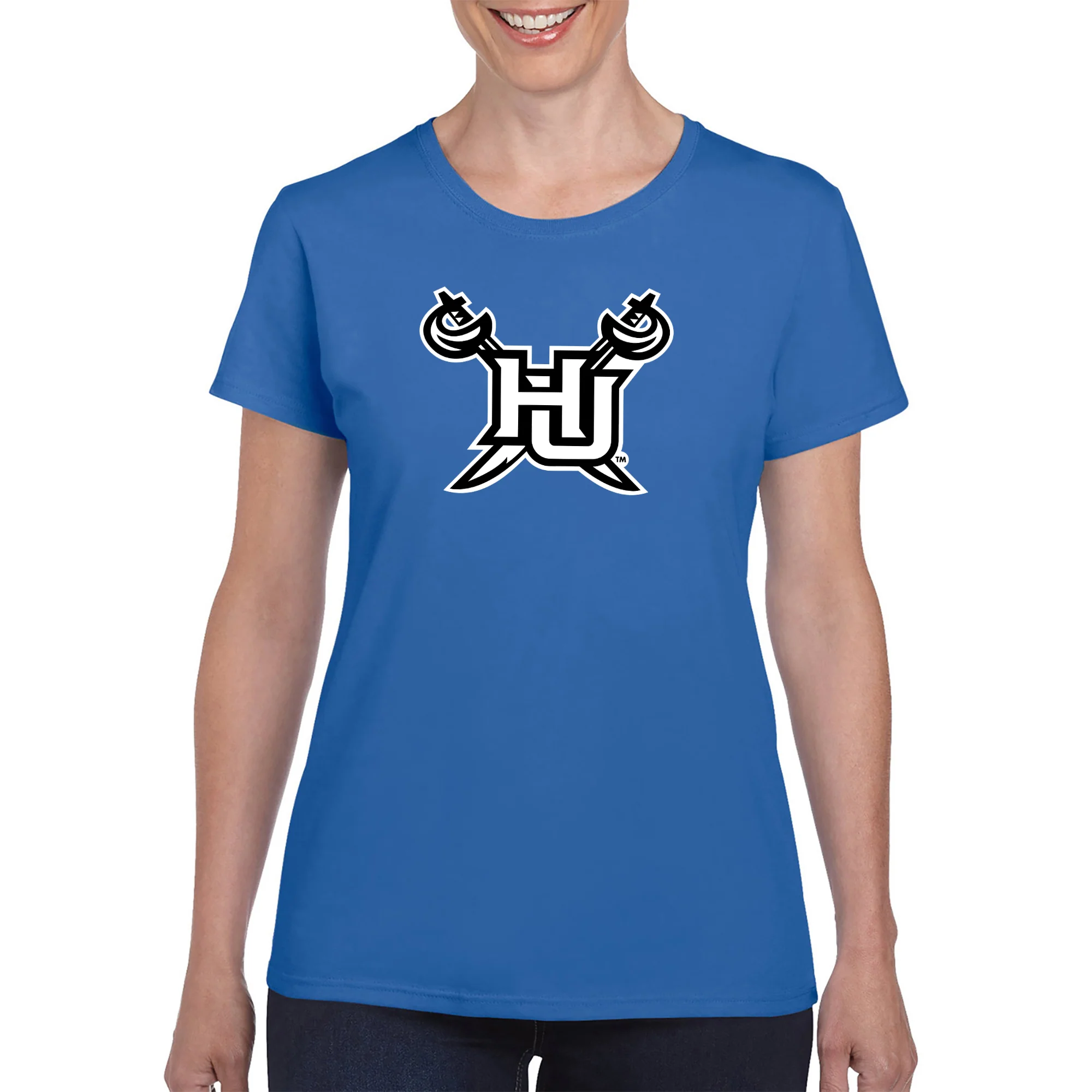 Hampton University Pirates Primary Logo Women's Short Sleeve T Shirt - Royal - Image 4