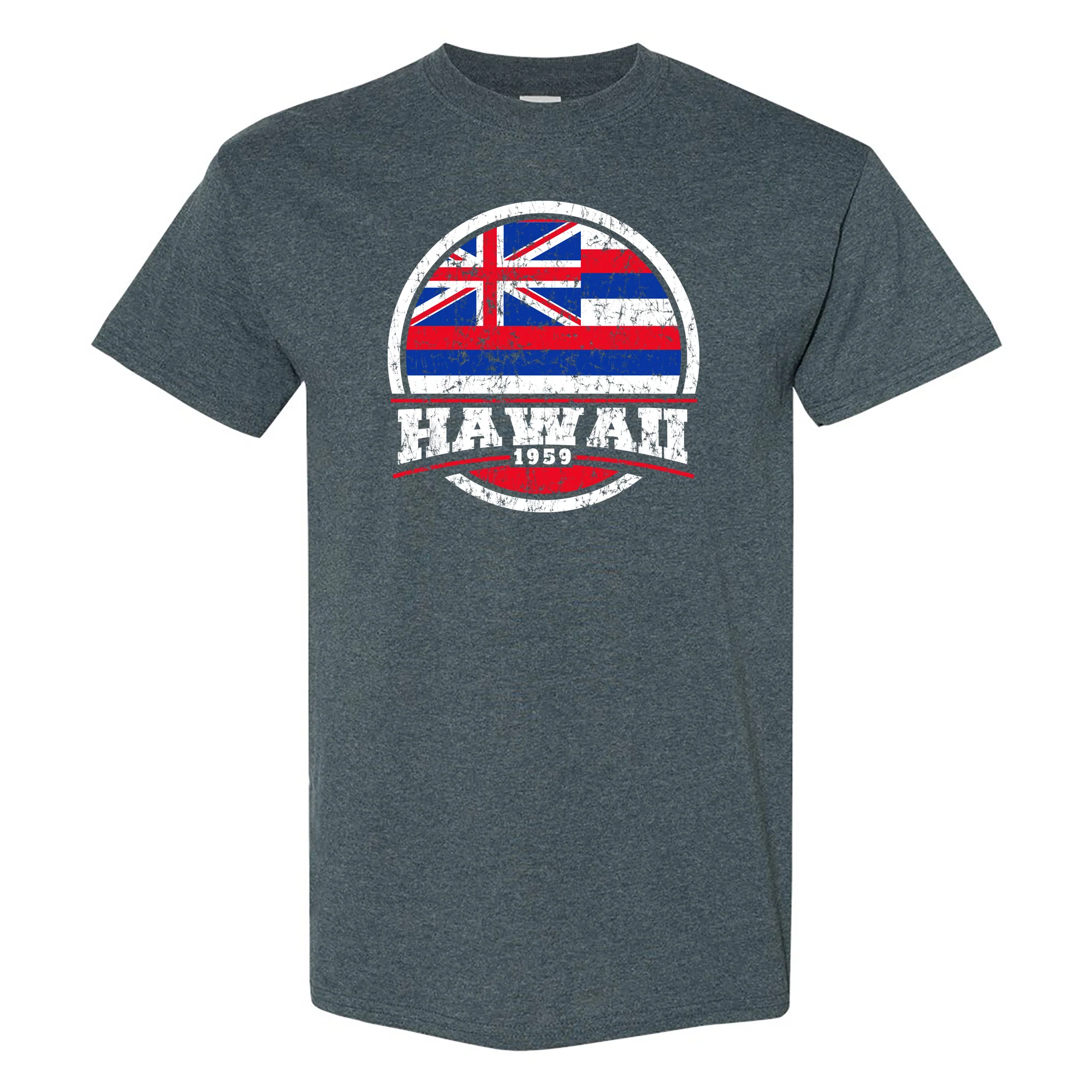 Hawaii Distressed Circle T-Shirt - Dark Heather