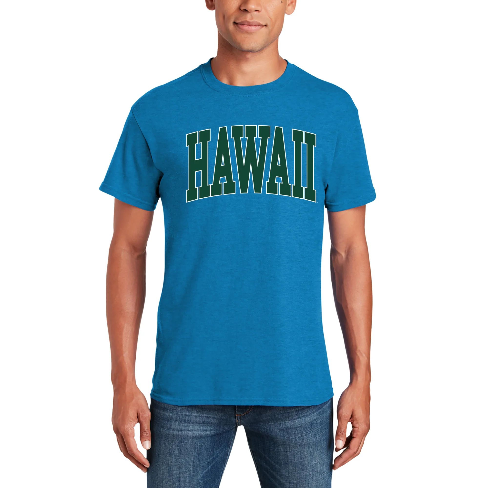 Hawaii Rainbow Warriors Mega Arch T-Shirt - Heather Sapphire - Image 3
