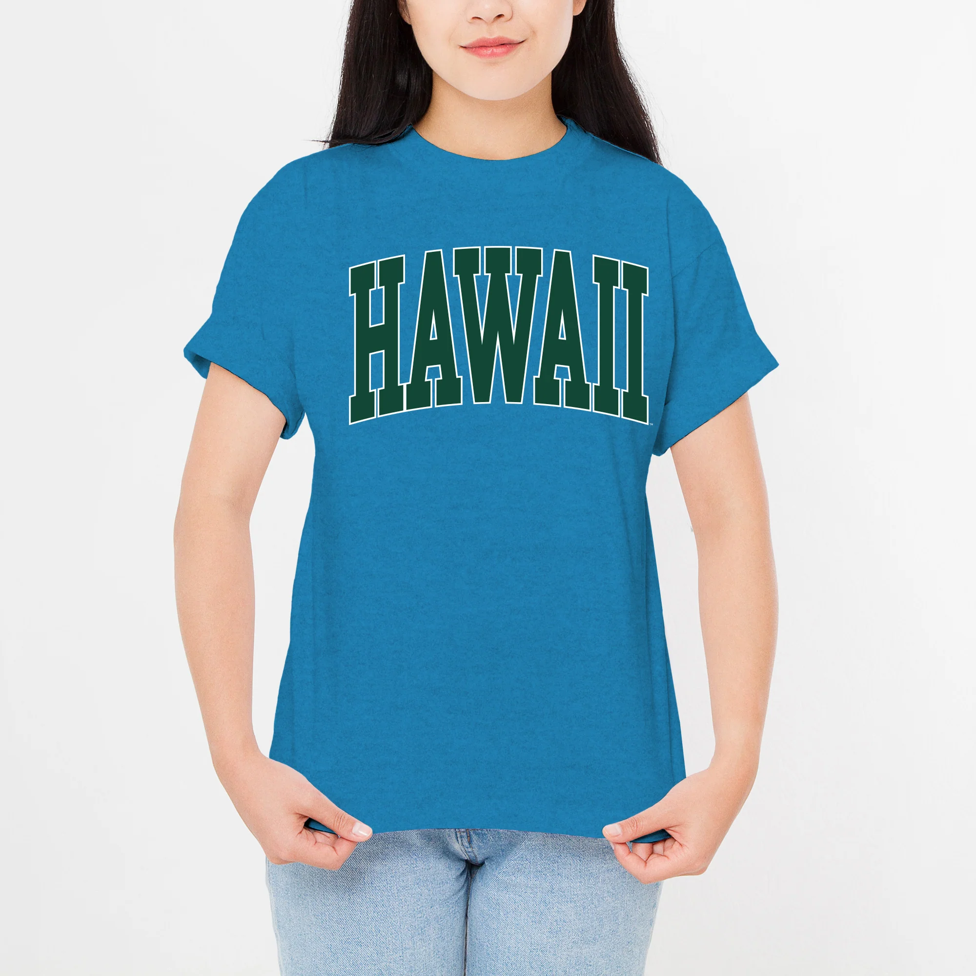 Hawaii Rainbow Warriors Mega Arch T-Shirt - Heather Sapphire - Image 4