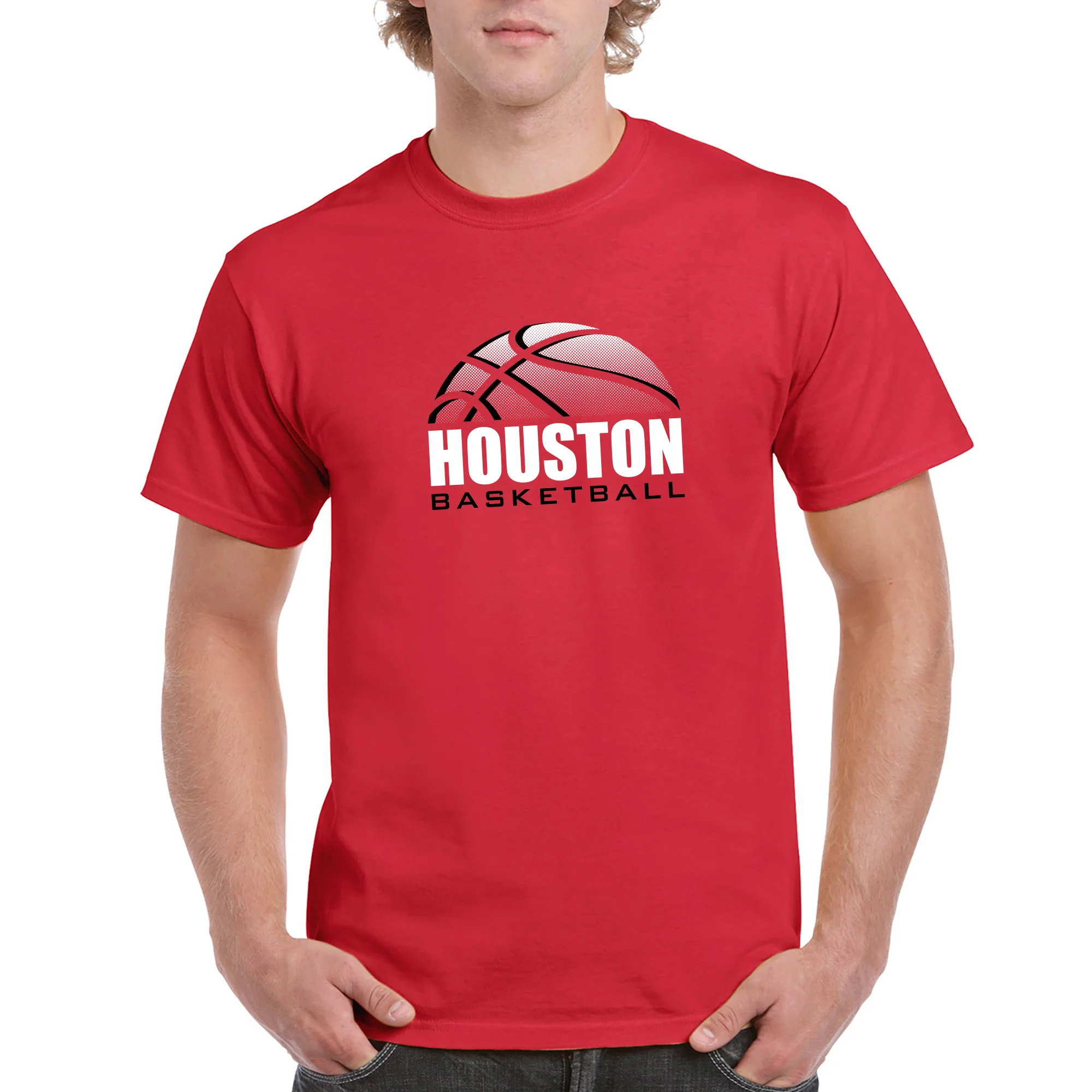 University of Houston Cougars Basketball Shadow Short Sleeve T Shirt - Red - Image 4