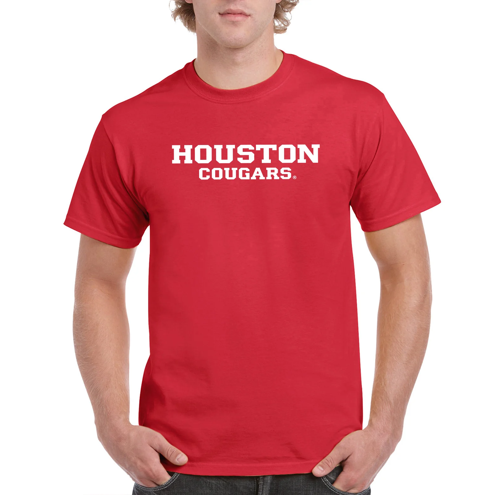 University of Houston Cougars Basic Block Short Sleeve T Shirt - Red - Image 4