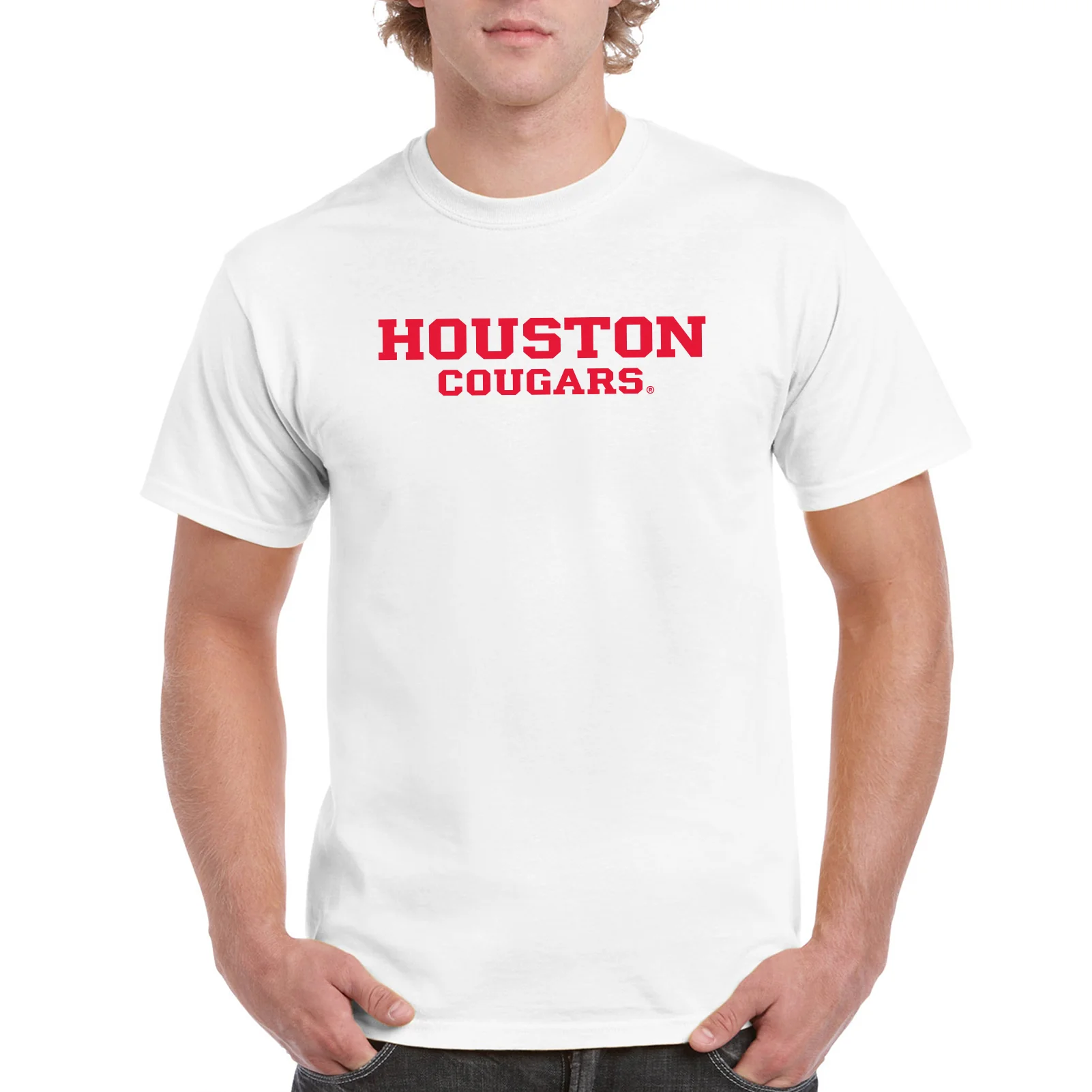 University of Houston Cougars Basic Block Short Sleeve T Shirt - White - Image 4
