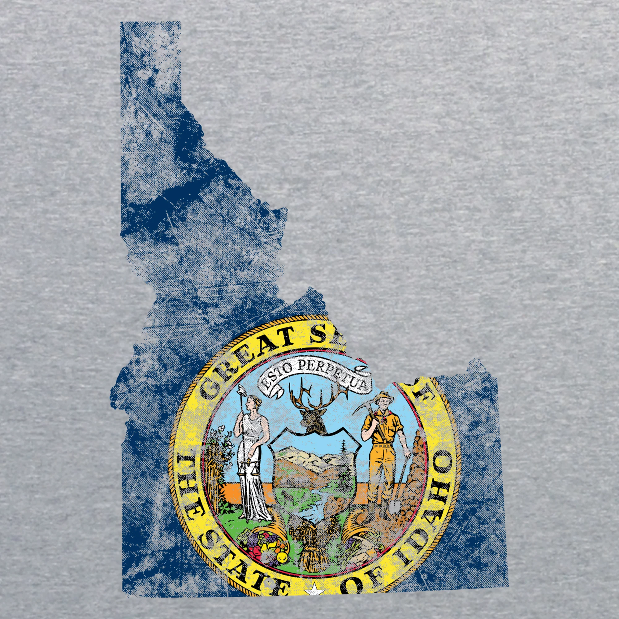 Idaho Distressed State Flag Outline Crewneck Sweatshirt - Sport Grey - Image 2