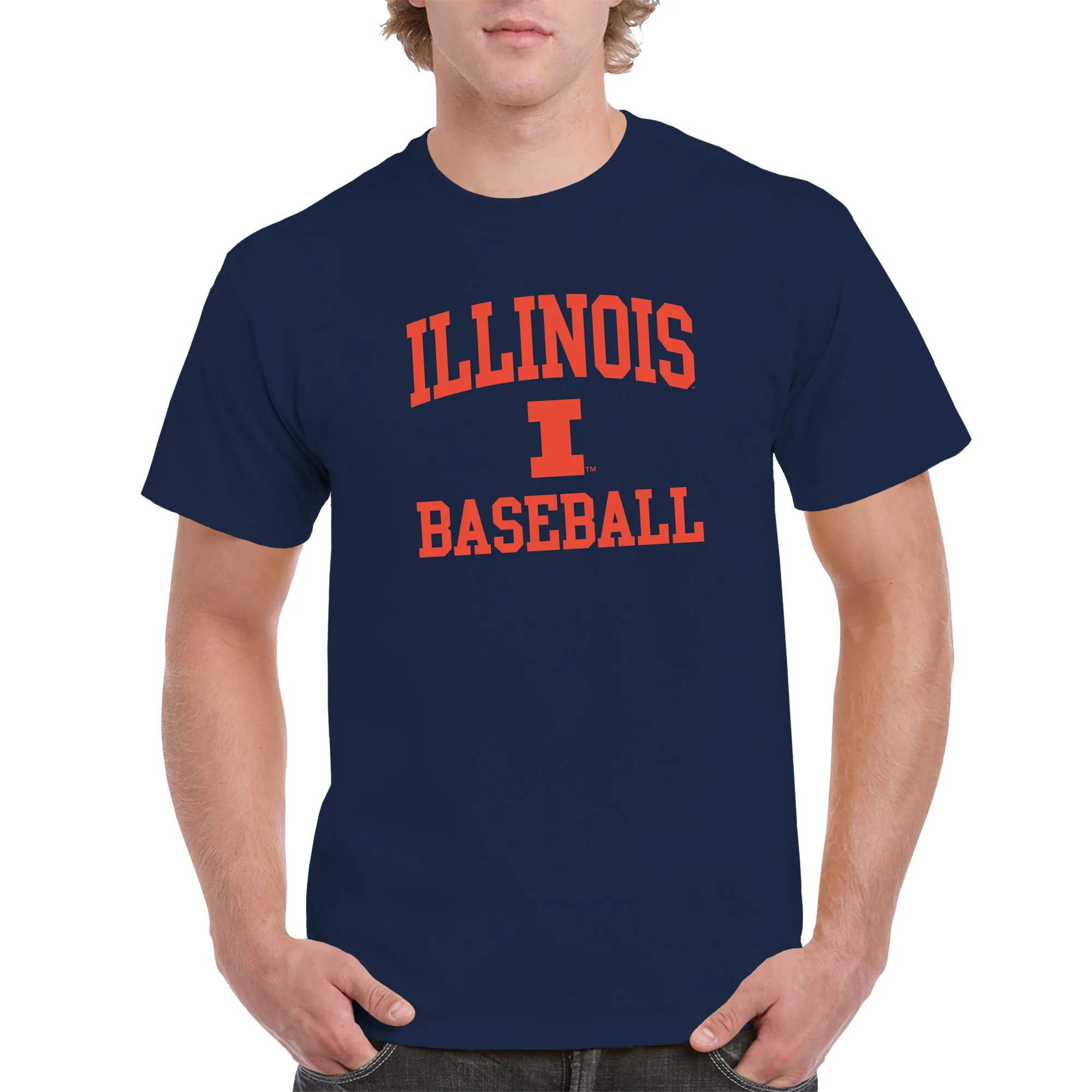 Illinois Arch Logo Baseball T-Shirt - Navy - Image 3