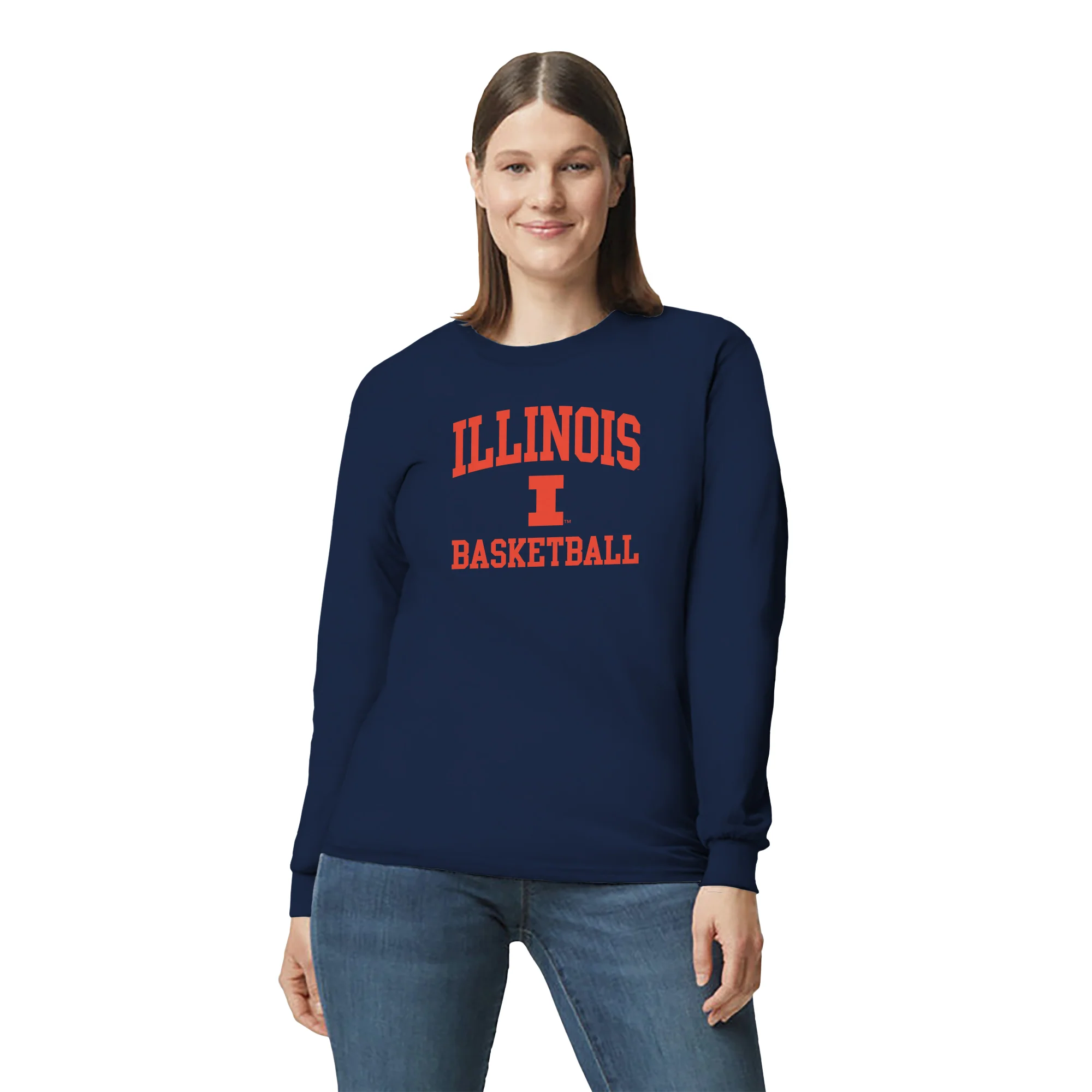 Illinois Arch Logo Basketball Long Sleeve - Navy - Image 4