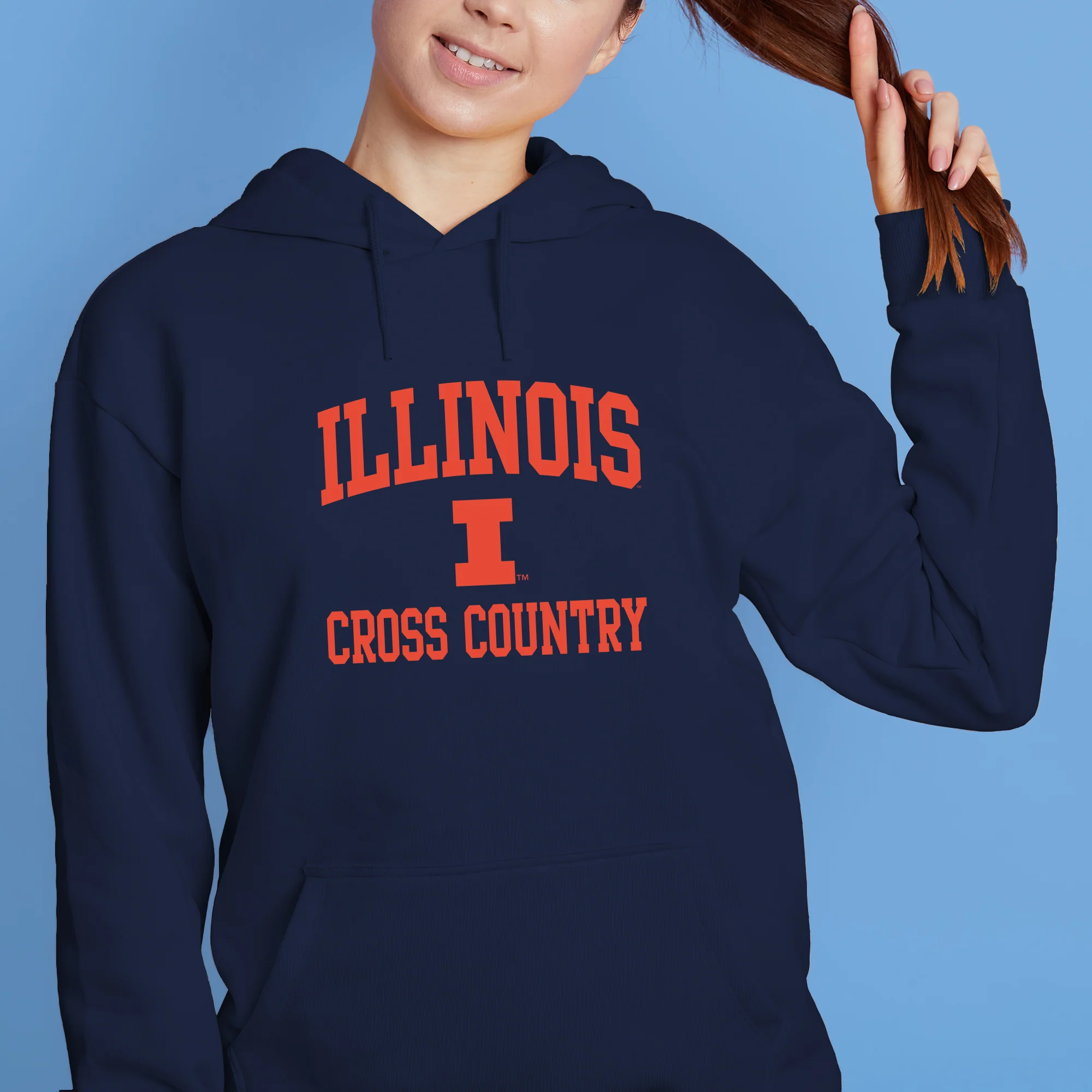 Illinois Arch Logo Cross Country Hoodie - Navy - Image 4