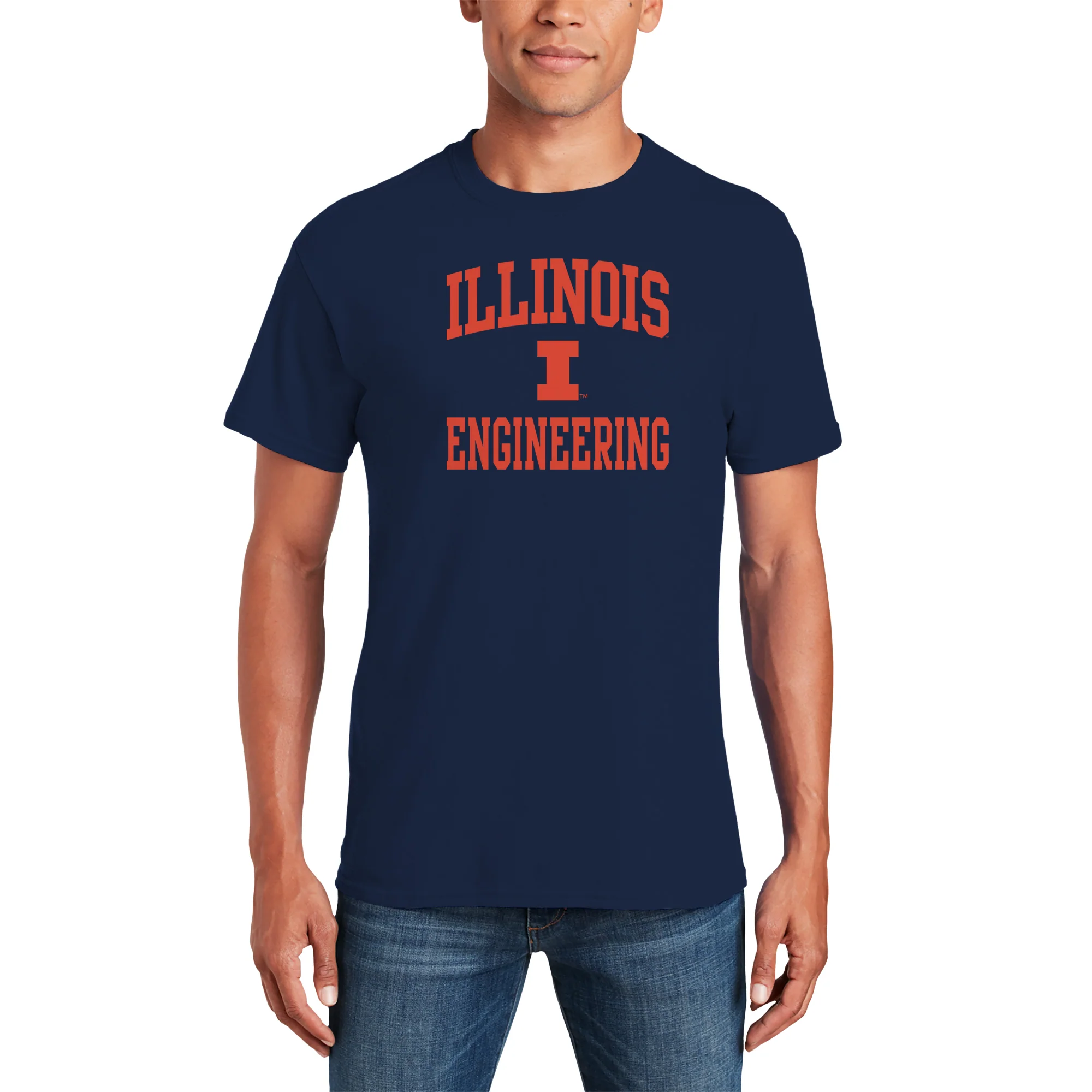 Illinois Arch Logo Engineering T-Shirt - Navy - Image 3