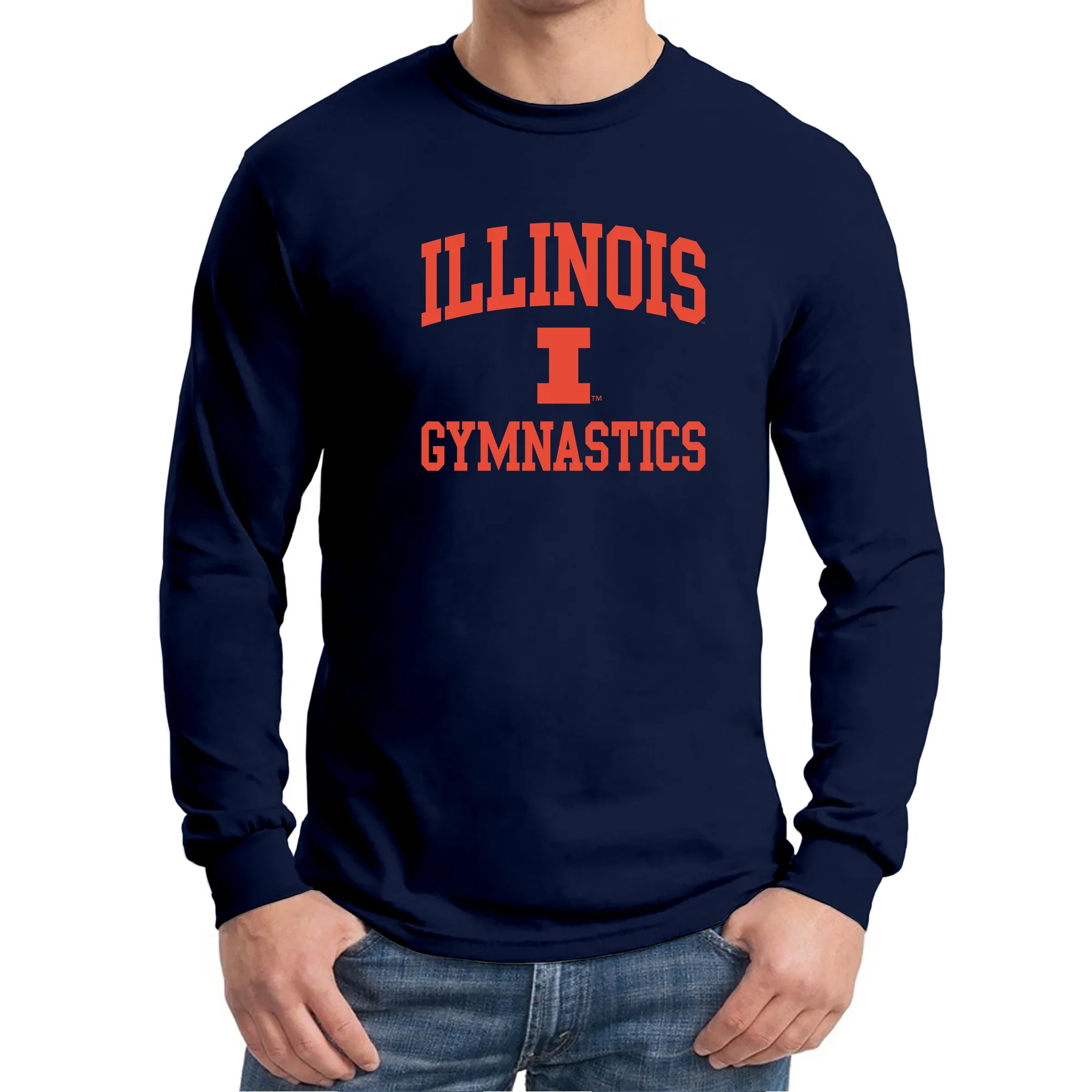 Illinois Arch Logo Gymnastics Long Sleeve - Navy - Image 3