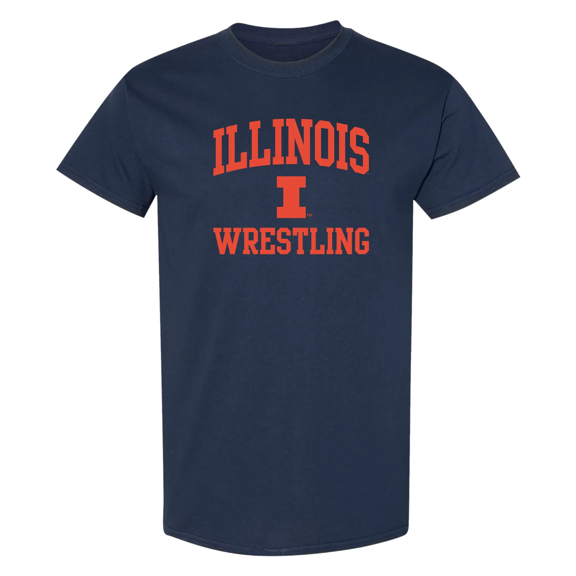 Illinois Arch Logo Wrestling T-Shirt - Navy