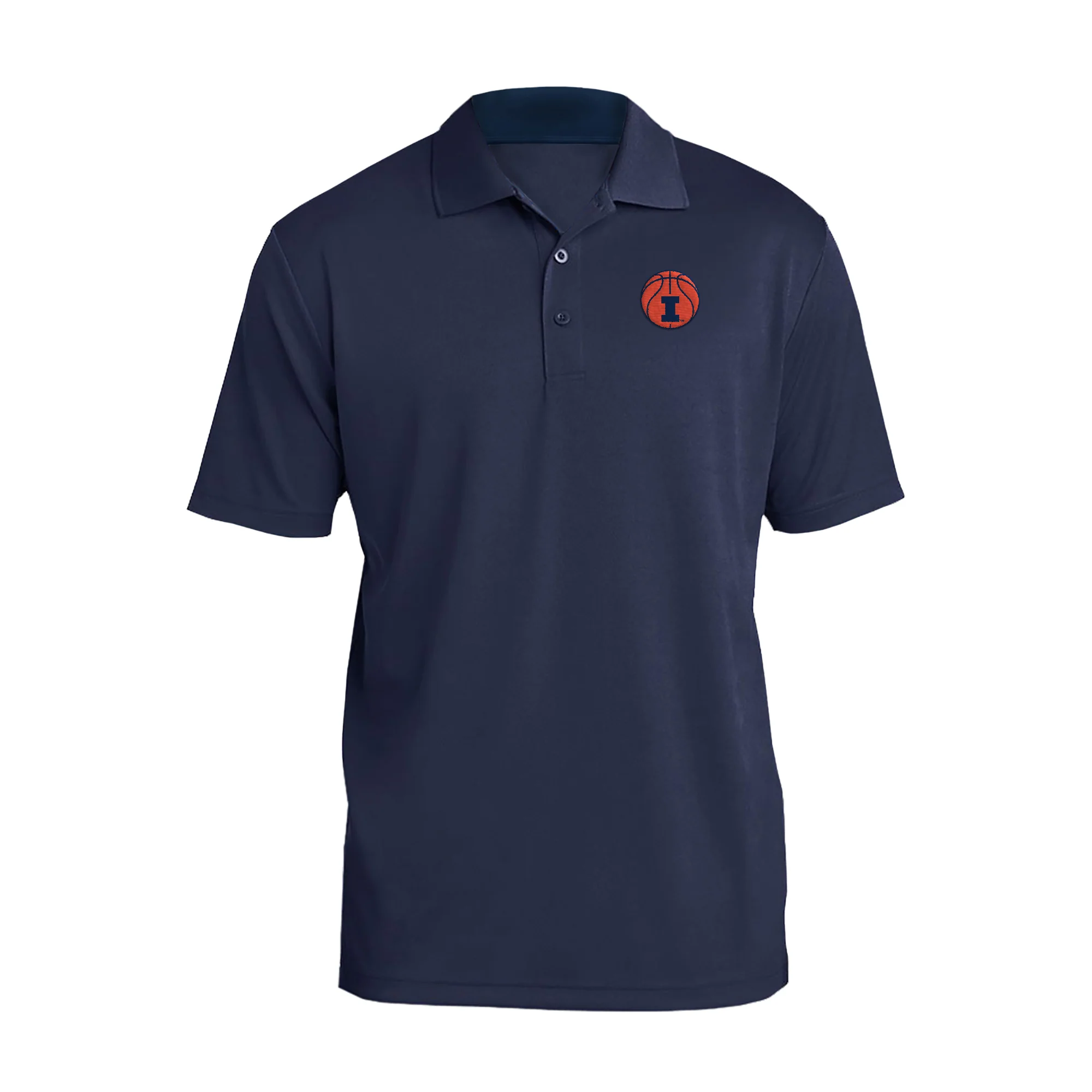 Illinois Basketball Outline LC EMB Polo - Navy