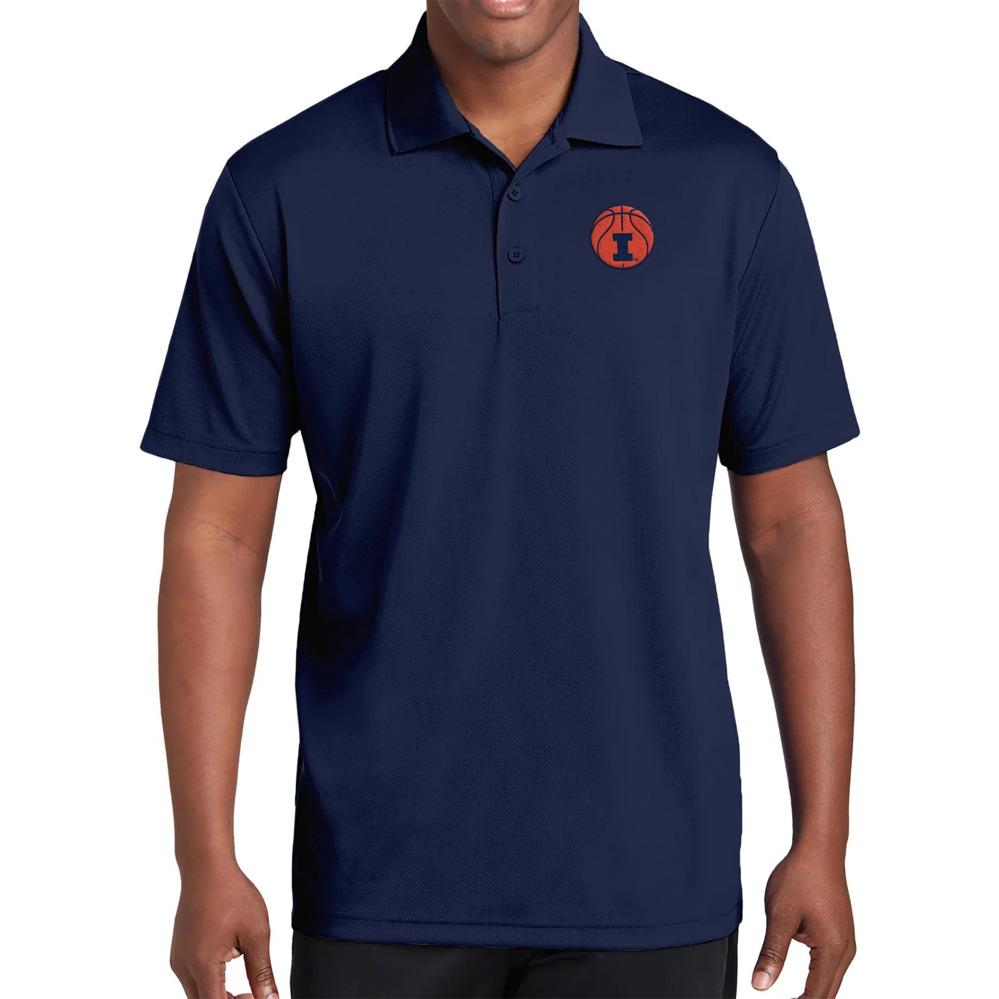 Illinois Basketball Outline LC EMB Polo - Navy - Image 3