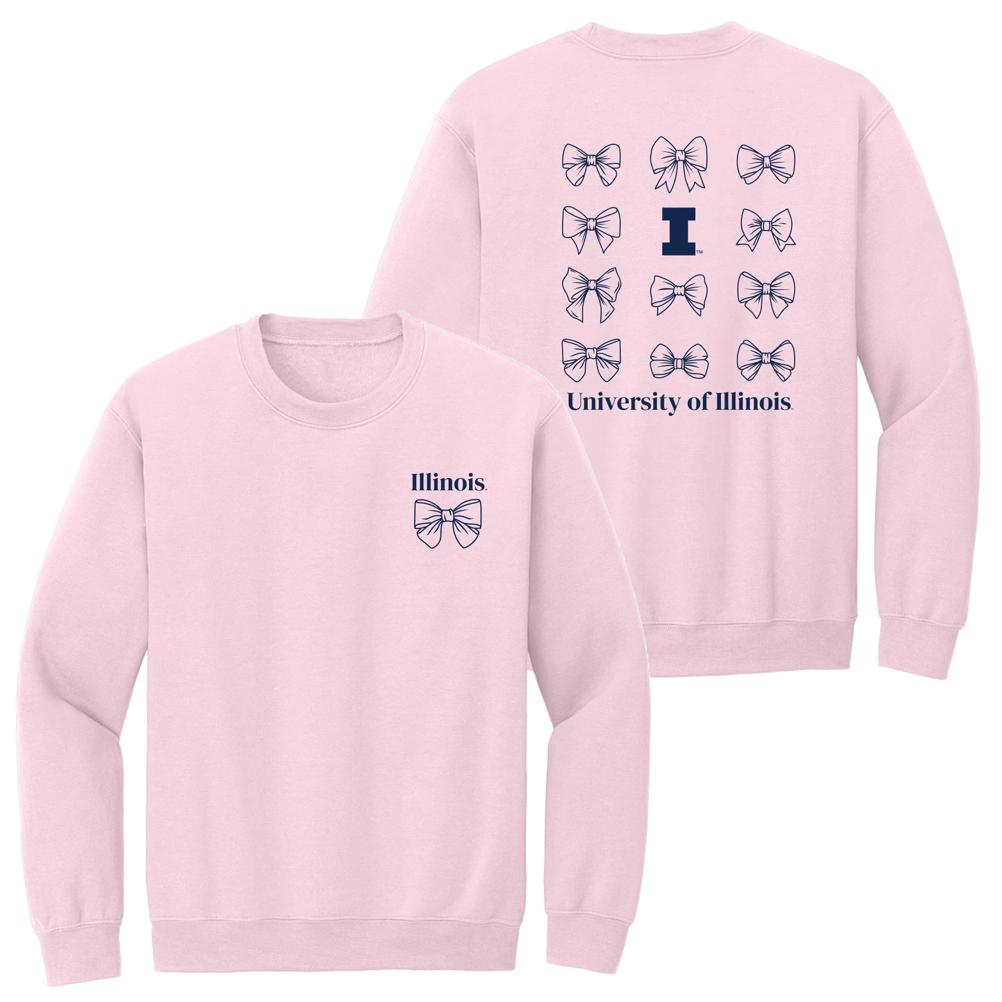 Illinois Bow Bliss Crewneck - Light Pink