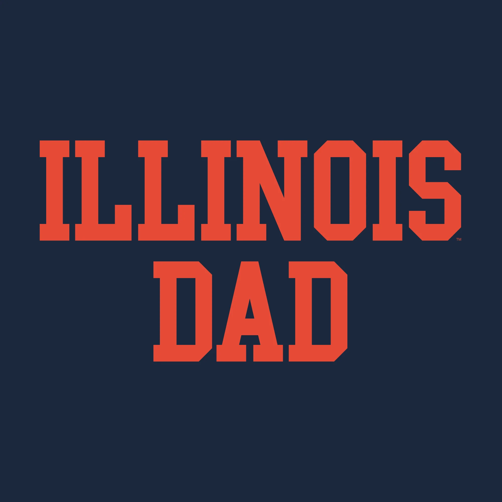 Illinois Fighting Illini Basic Block Dad Premium Cotton T Shirt - Midnight Navy - Image 2