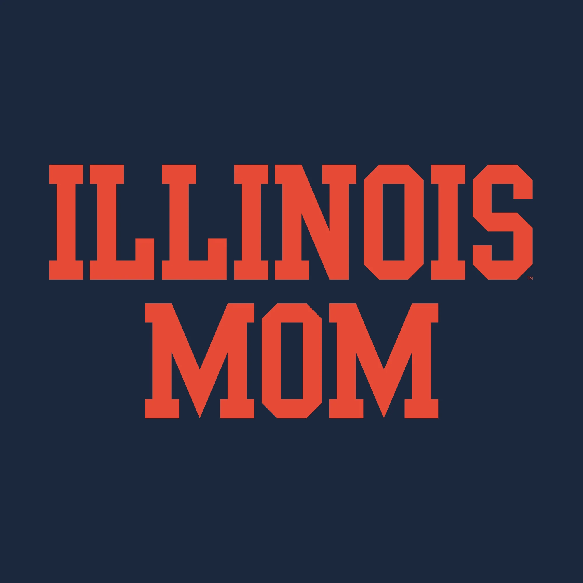 Illinois Fighting Illini Basic Block Mom Premium Cotton T Shirt - Midnight Navy - Image 2