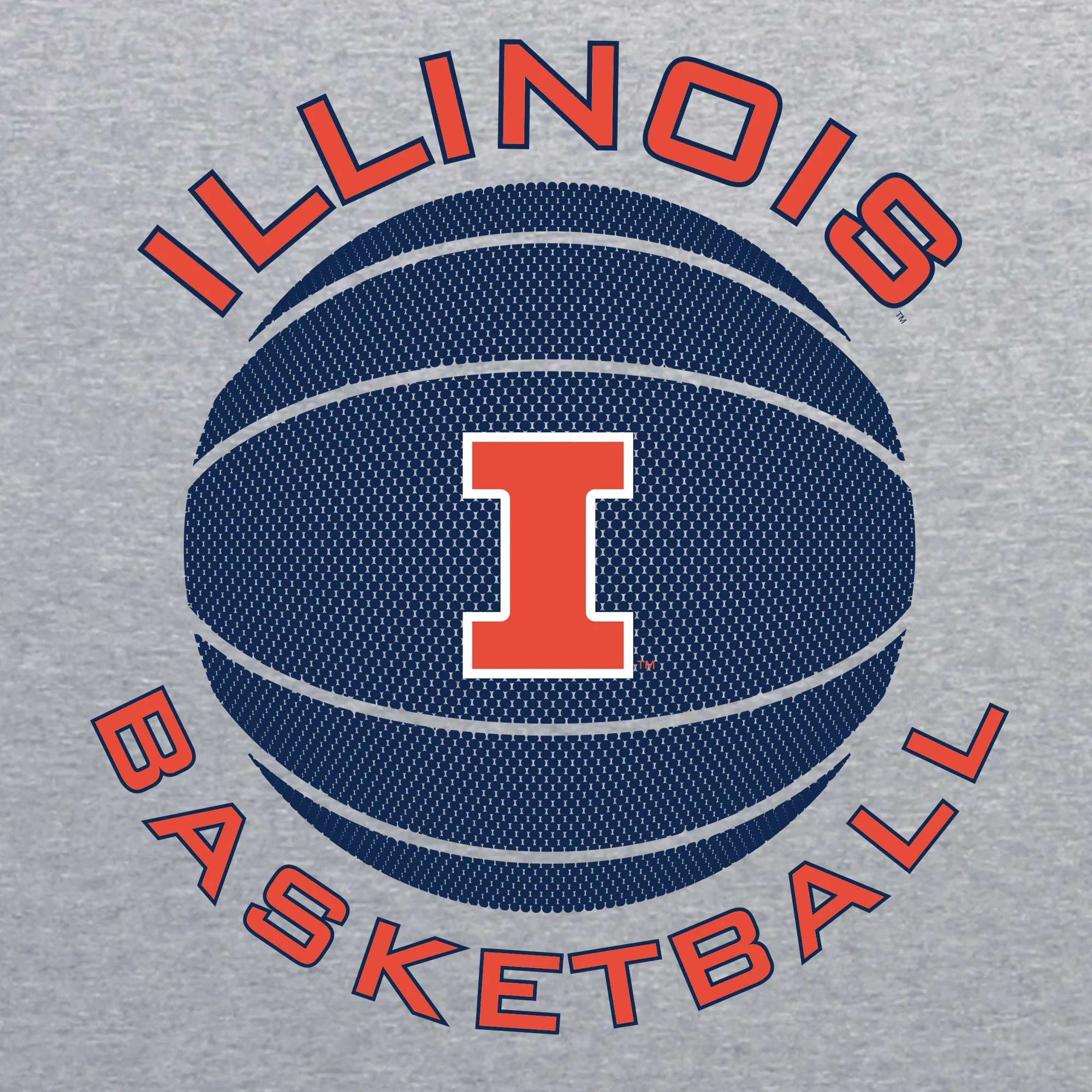 Illinois Fighting Illini Basketball Circle Logo Cotton T-Shirt - Sport Grey - Image 2