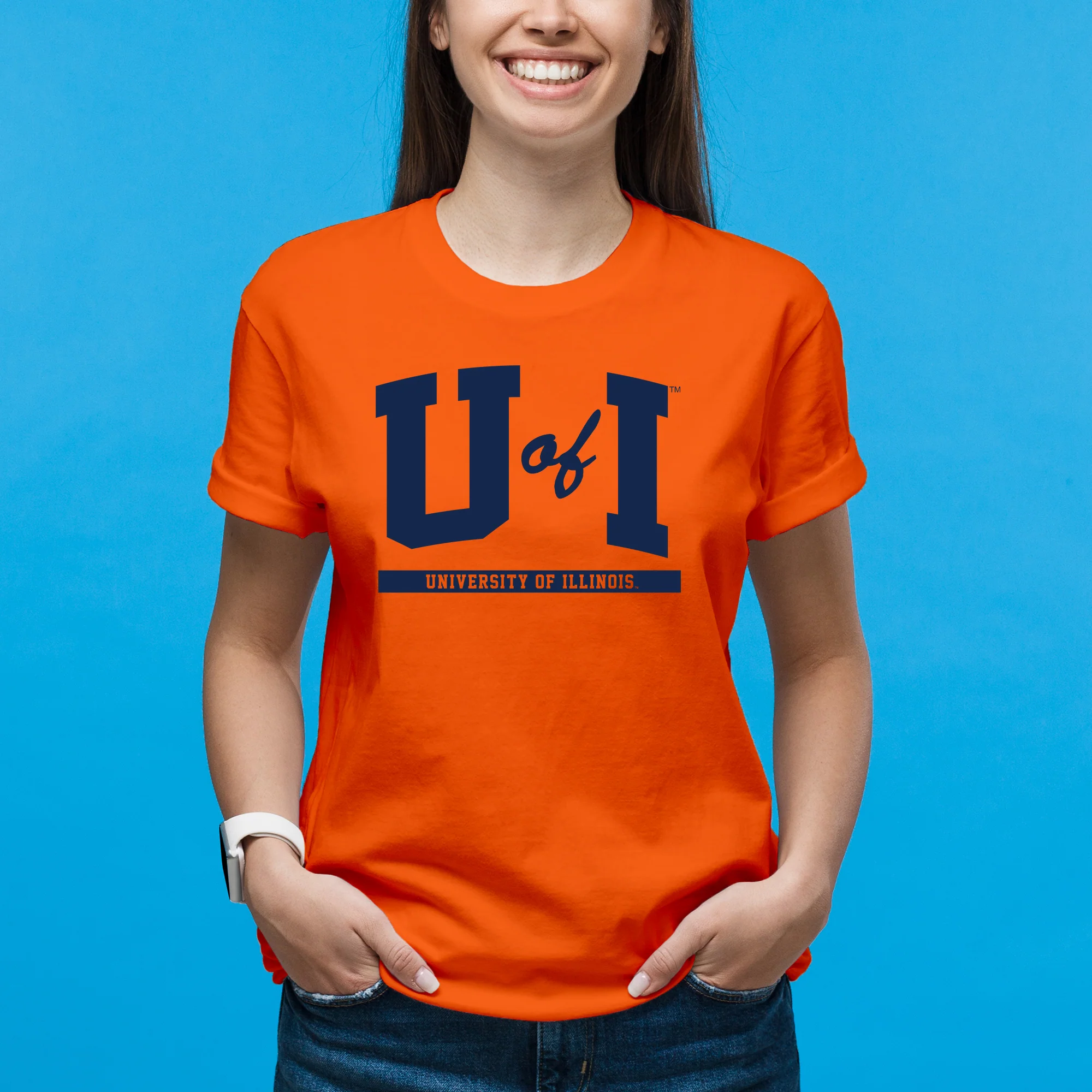 Illinois Fighting Illini Initial Arch T-Shirt - Orange - Image 3